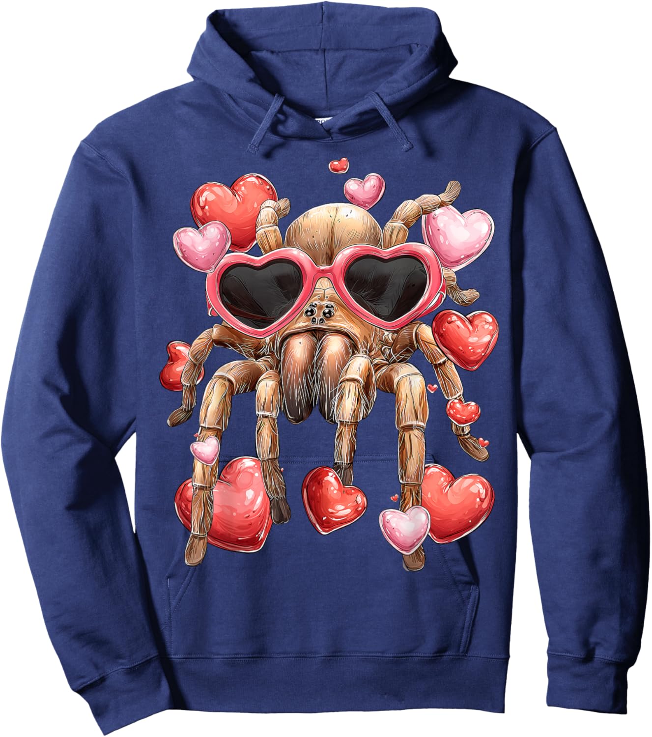 Tarantula Spider Valentine's Day Heart Glasses Hoodie - Hoodie | Navy
