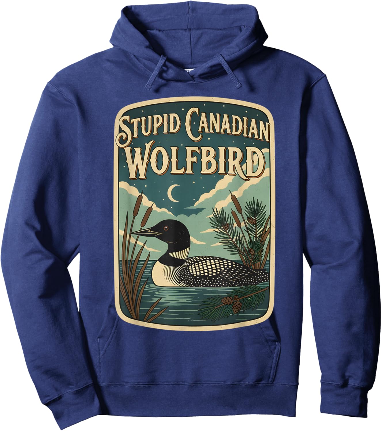 Stupid Canadian Wolf Bird Loon Funny Hockey Romance LGBT Gay Hoodie - Hoodie | Navy