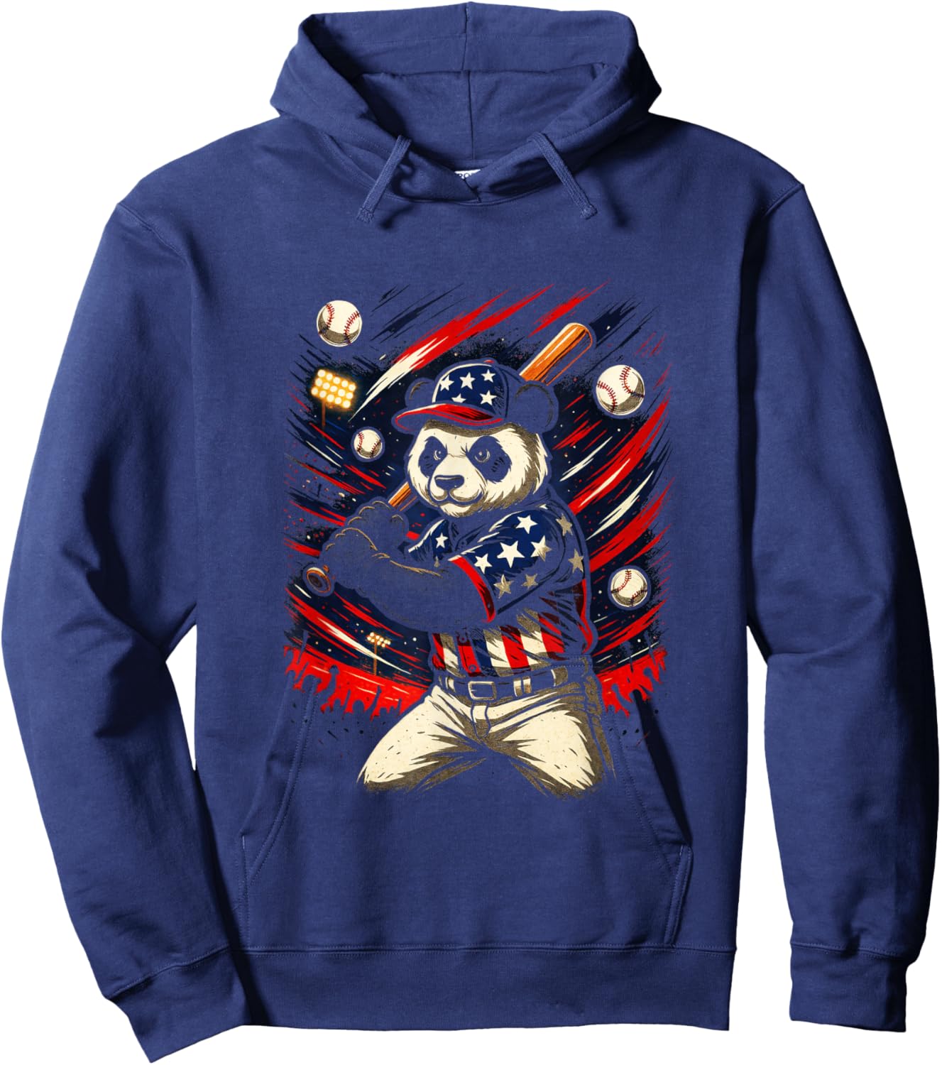 Panda Player - Baseball USA Cartoon Fun Hoodie - Hoodie | Navy