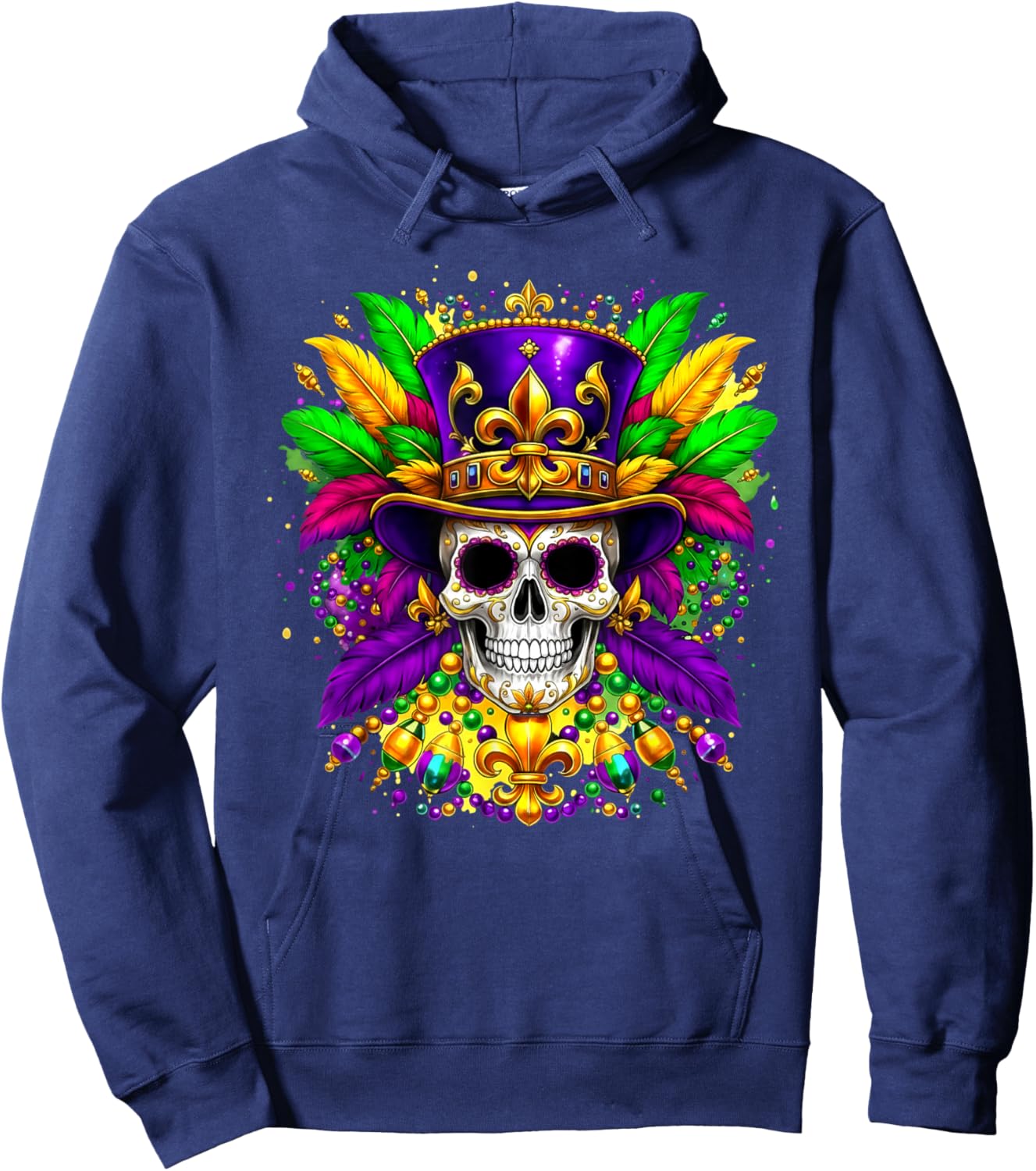 Mardi Gras Costume Sugar Skull Carnival New Orleans Trip Hoodie - Hoodie | Navy
