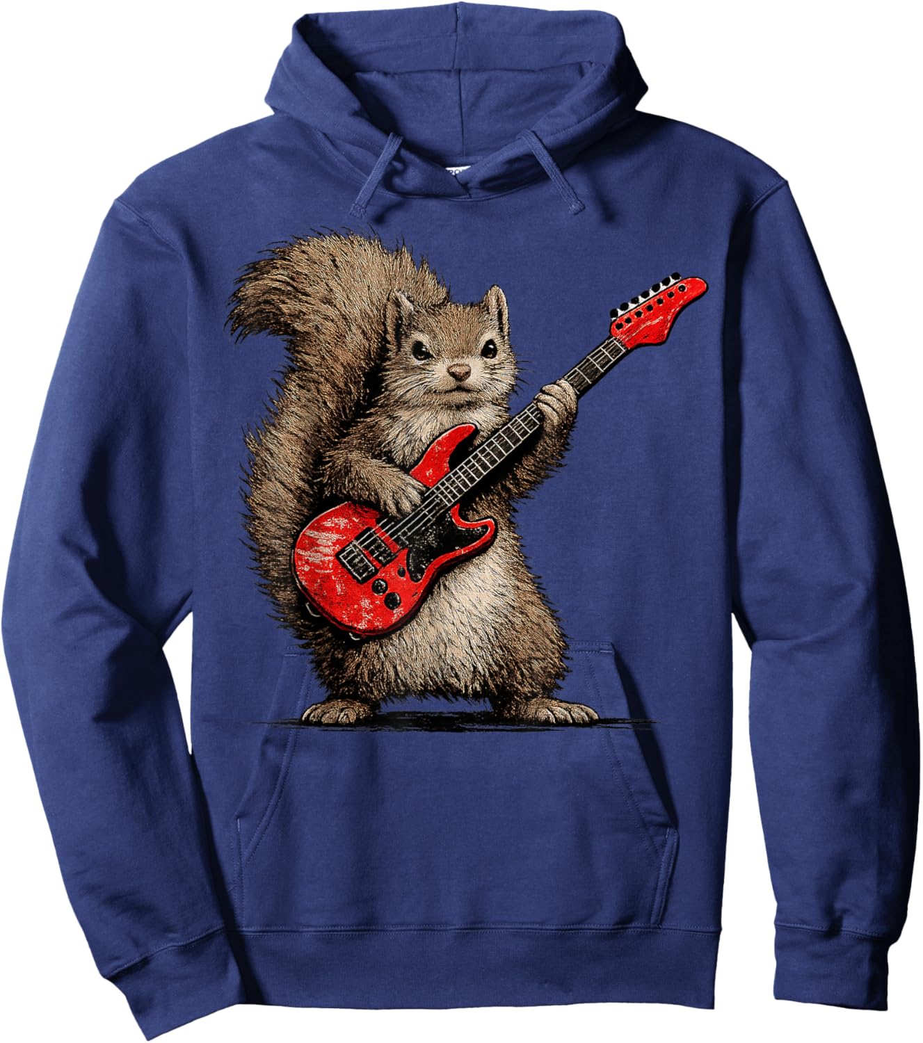 Funny Squirrel Playing Guitar Rock and Roll Gifts Men Women Hoodie - Hoodie | Navy