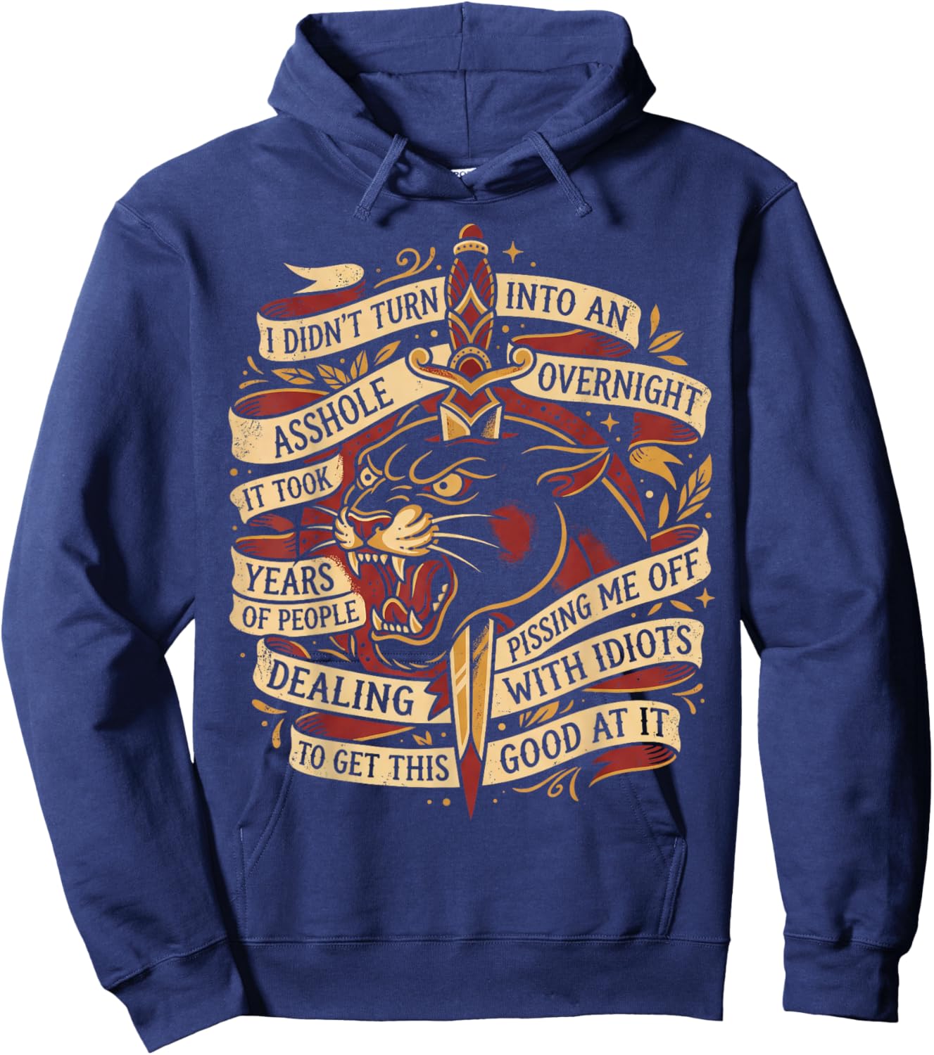 Grumpy I Didn't Turn Into an Asshole Overnight Retro Hoodie - Hoodie | Navy