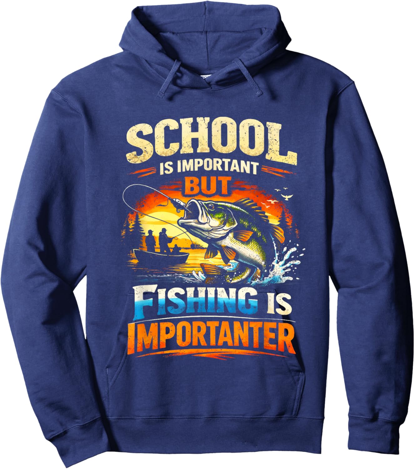 School is Important But Fishing is Importanter Hoodie - Hoodie | Navy
