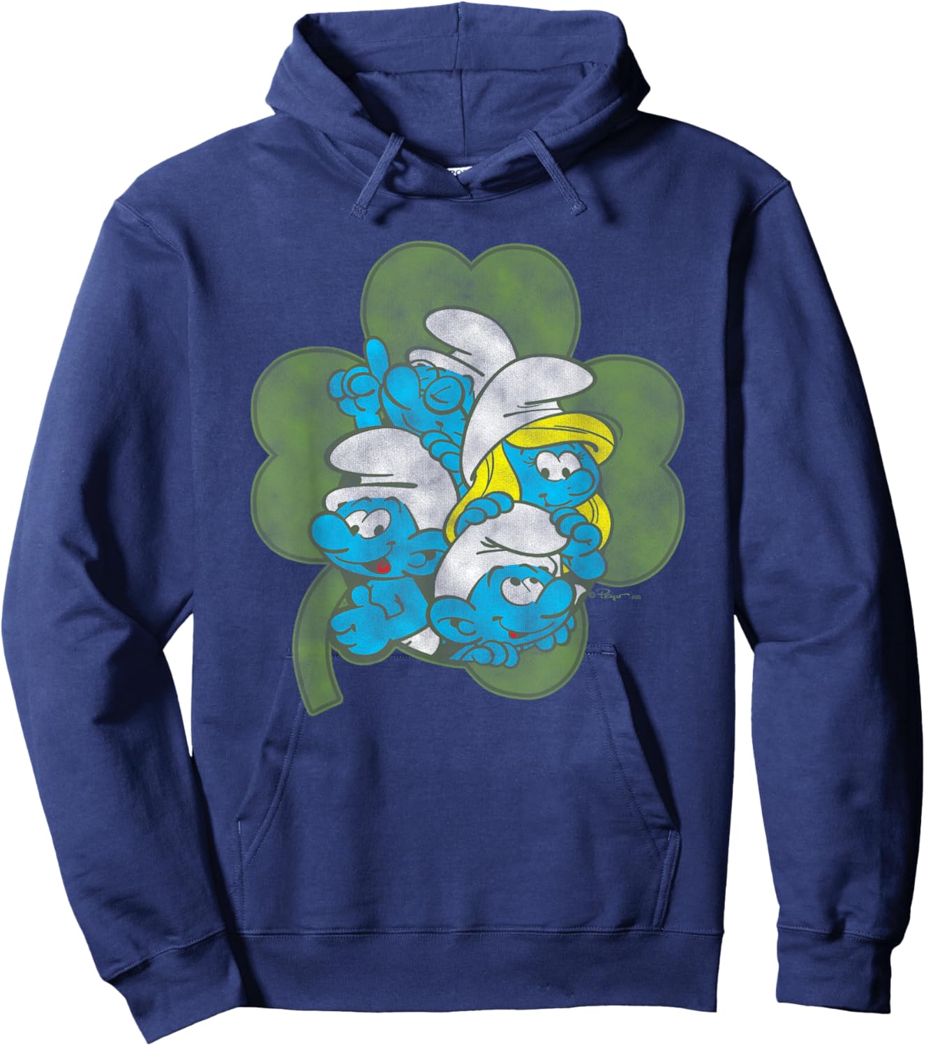 The Smurfs Four Leaf Clover Cast St. Patrick's Day Cartoon Hoodie - Hoodie | Navy