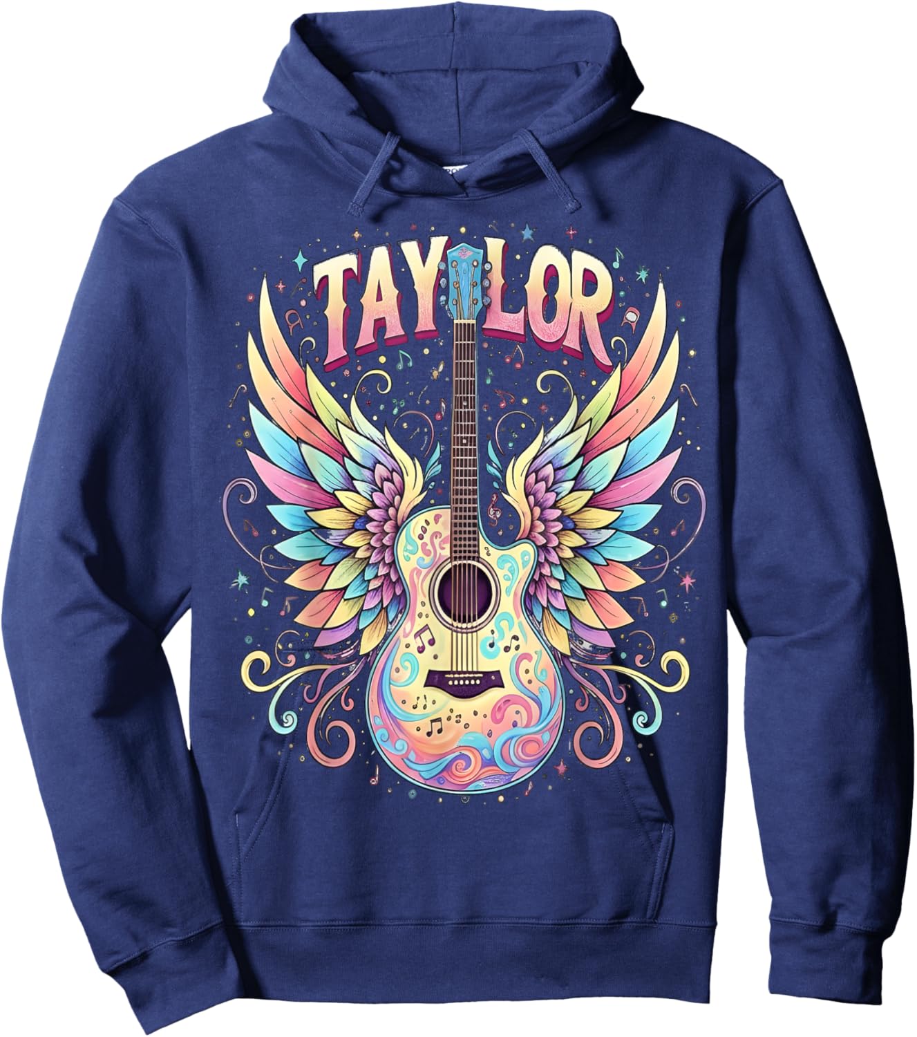 Girl Retro Taylor First Name Personalized Groovy 70's 80's Hoodie - Hoodie | Navy