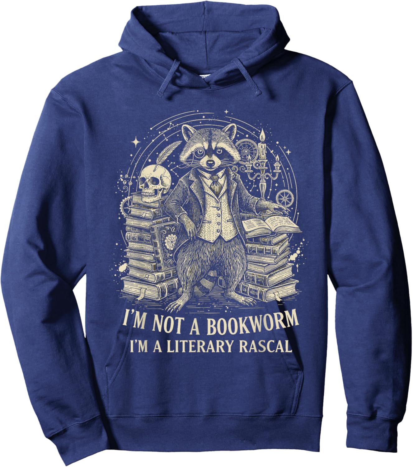Funny Raccoon I'm Not A Bookworm I'm A Literary Rascal Hoodie - Hoodie | Navy