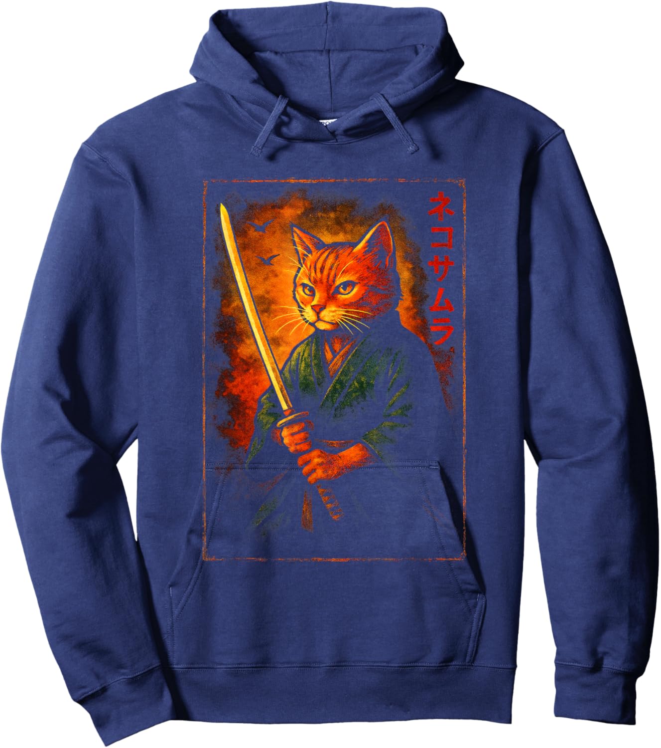 Samurai Cat Warrior Art Hoodie - Hoodie | Navy