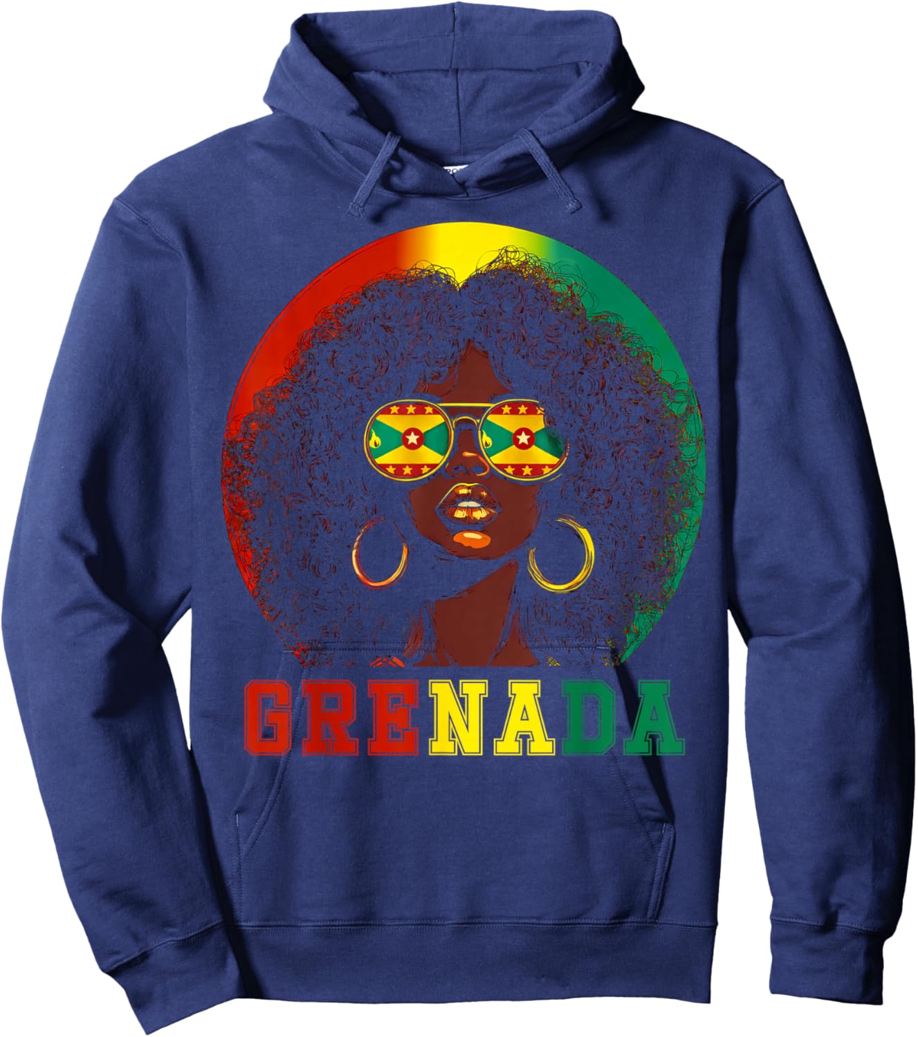 Grenada Flag Sunglasses Grenadian Girl Pride Caribbean Women Hoodie - Hoodie | Navy