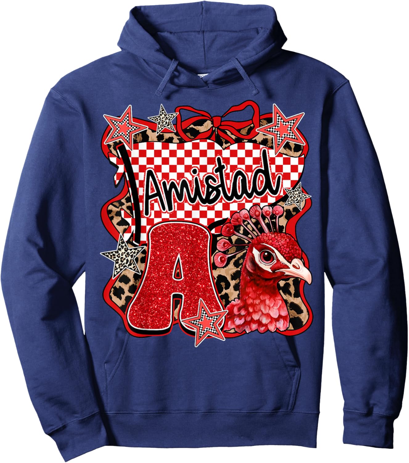 I Love Amistad First Name Retro Leopard Teacher Student Hoodie - Hoodie | Navy