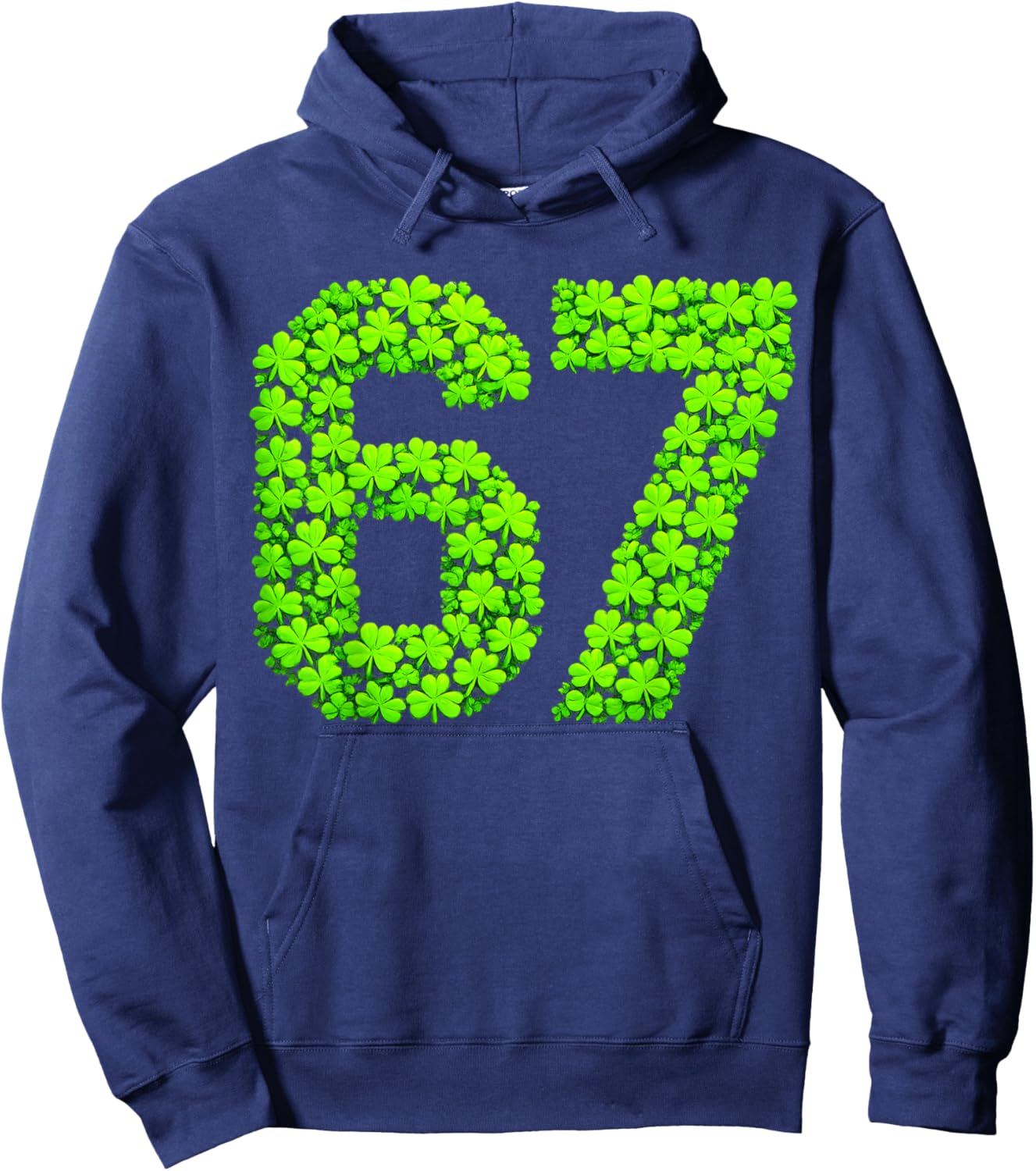 st Patricks Day 67 Shamrock six Seven 6 7 Meme Kids 67 Boys Hoodie - Hoodie | Navy