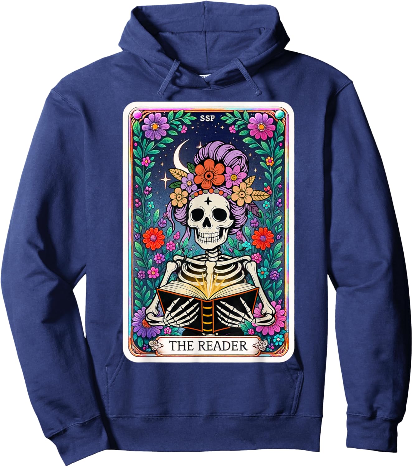 The Reader Skeleton Tarot Card Reading Book Girls Women Hoodie - Hoodie | Navy