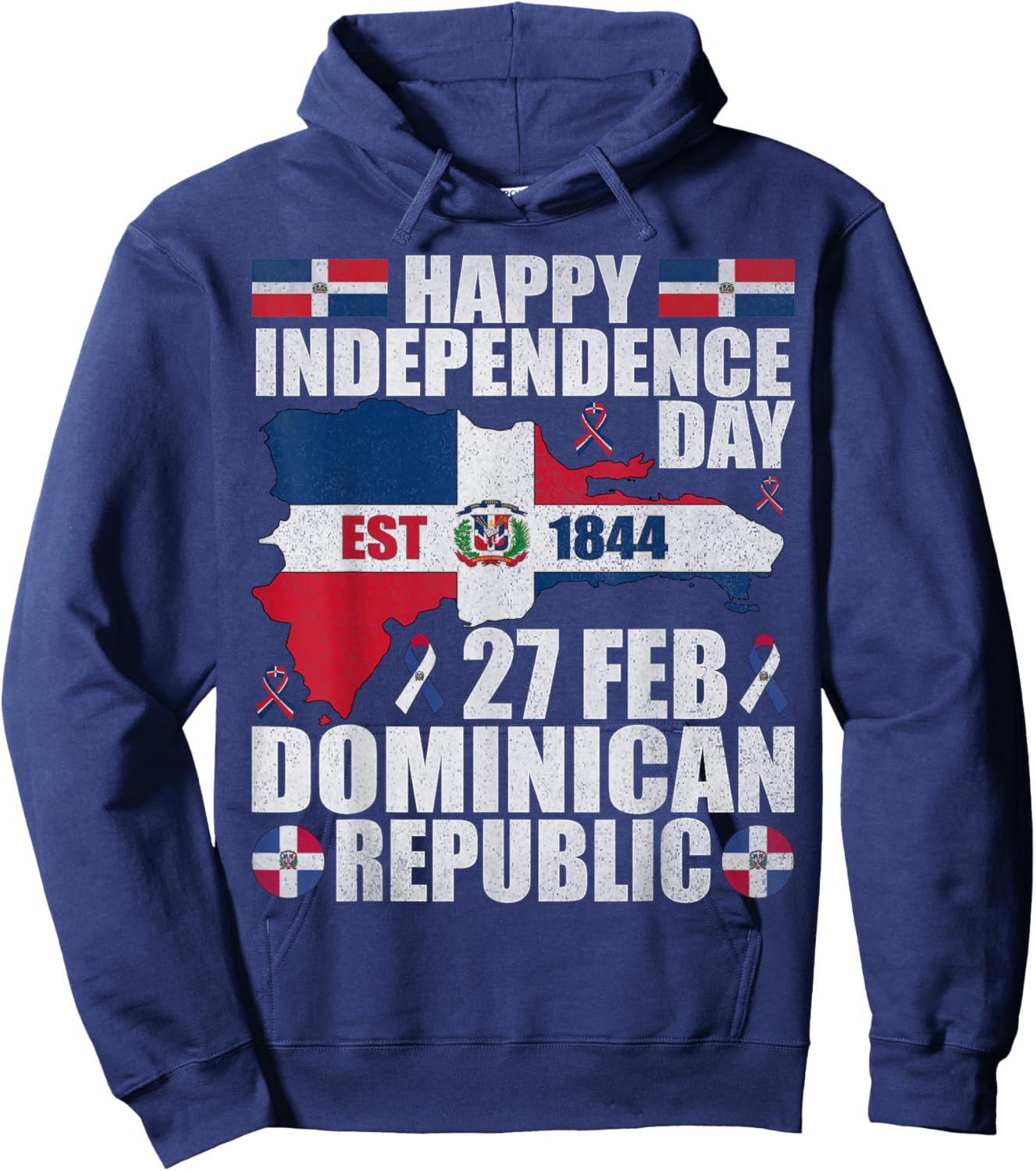 Dominican Republic 182nd Independence Day Dominican Flag Map Hoodie - Hoodie | Navy