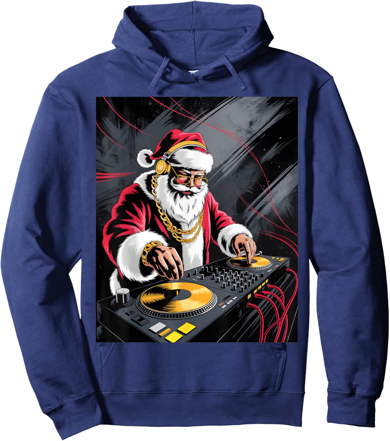 Funny DJ Musician Santa Claus Merry Mixmas Christmas Hoodie - Hoodie | Navy