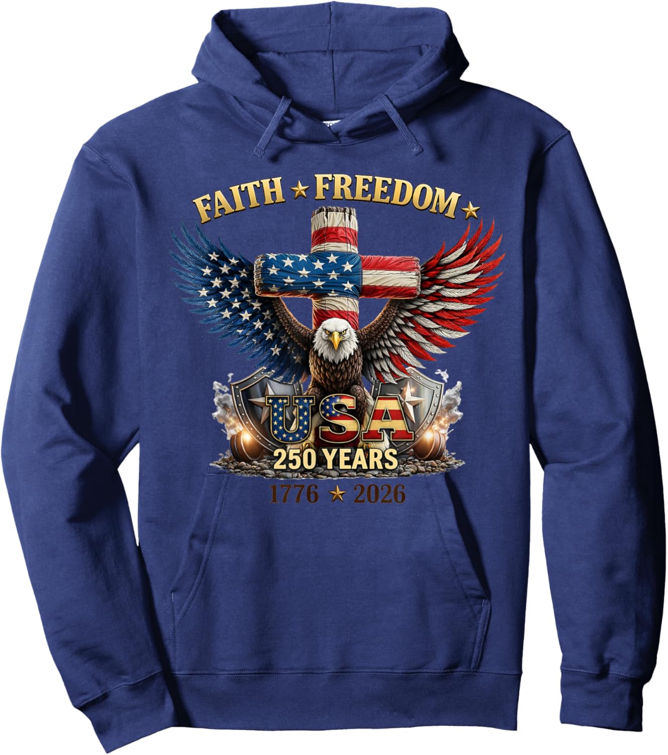 250 Years America July 4th 2026 250th Independence Day Eagle Hoodie - Hoodie | Navy