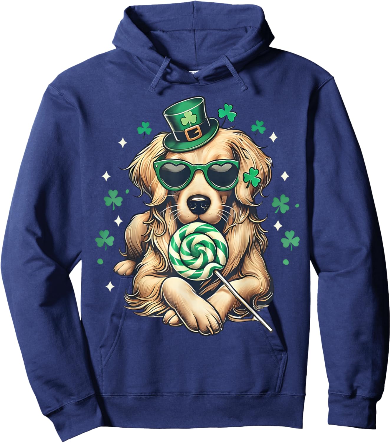 Cute Golden Retriever Shamrock St. Patrick's Day Dog Lover Hoodie - Hoodie | Navy