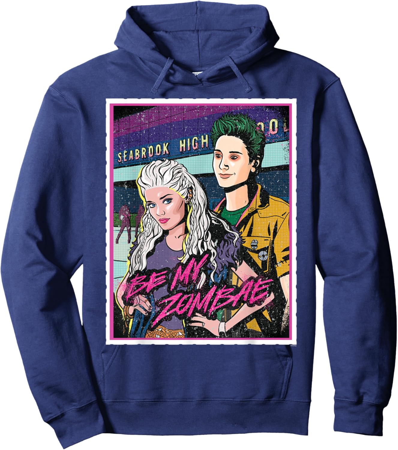 Disney Zombies Zed & Addison Be My ZomBAE Pop Art Style Hoodie - Hoodie | Navy