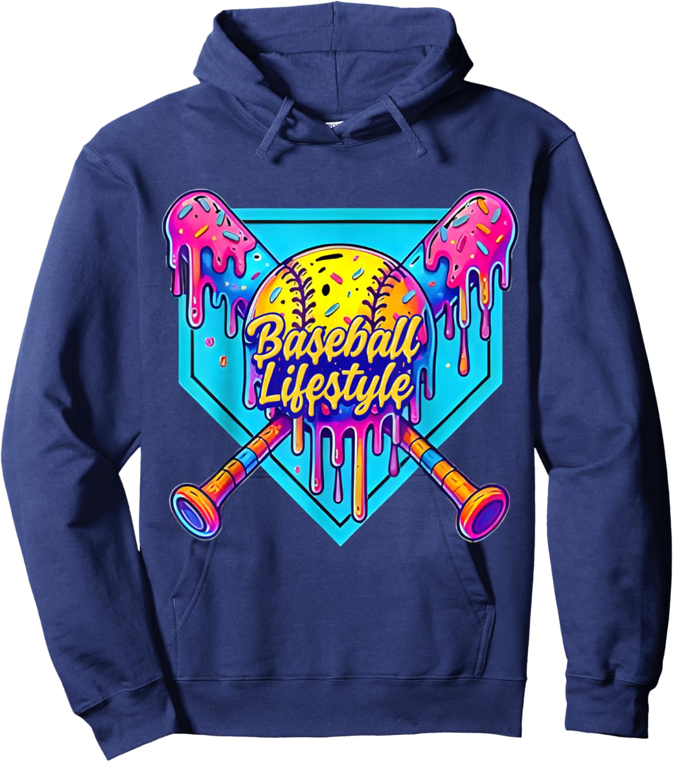 Baseball Life Style 101 Apparel Youth Drip Baseball Boys Kid Hoodie - Hoodie | Navy