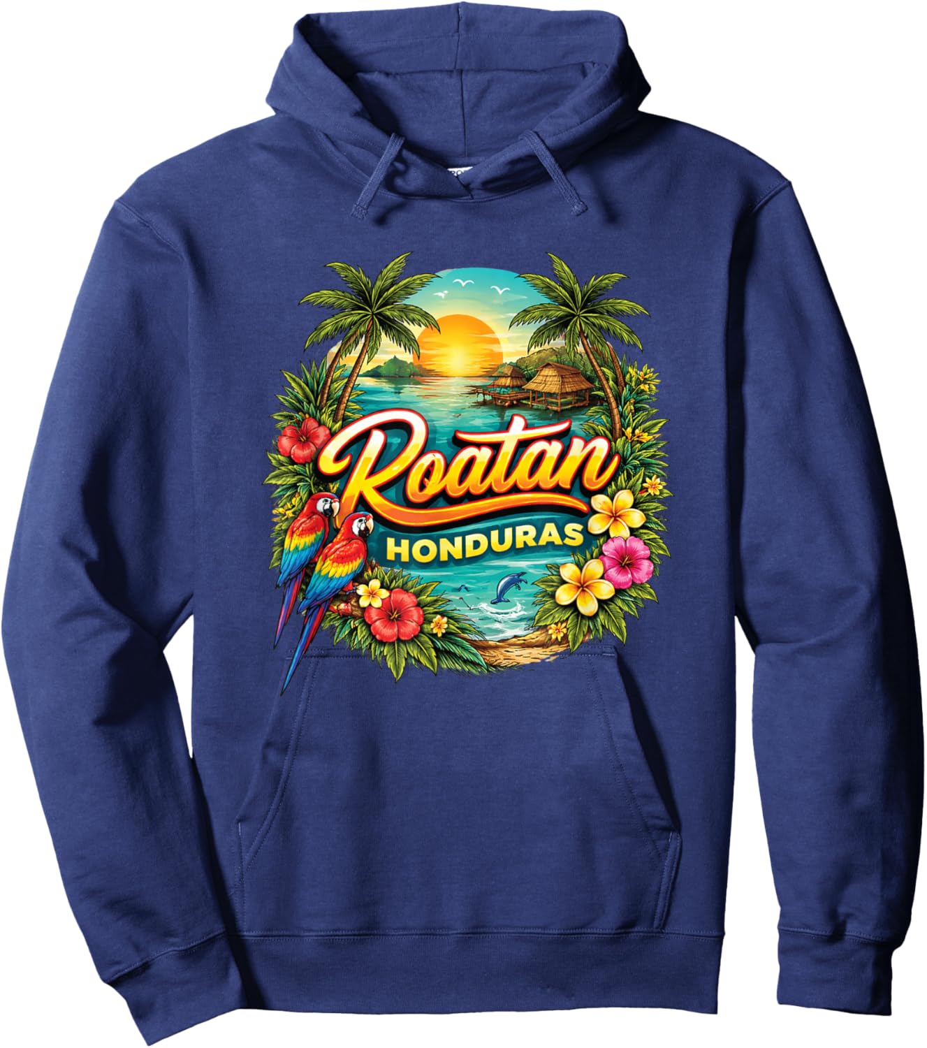 Roatan Honduras Tropical Sunset Landscape Hoodie - Hoodie | Navy