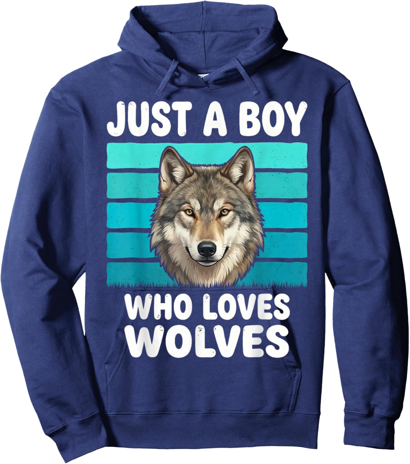 Just a Boy Who Loves Wolves Funny Wolf Lover Kids Boys Hoodie - Hoodie | Navy
