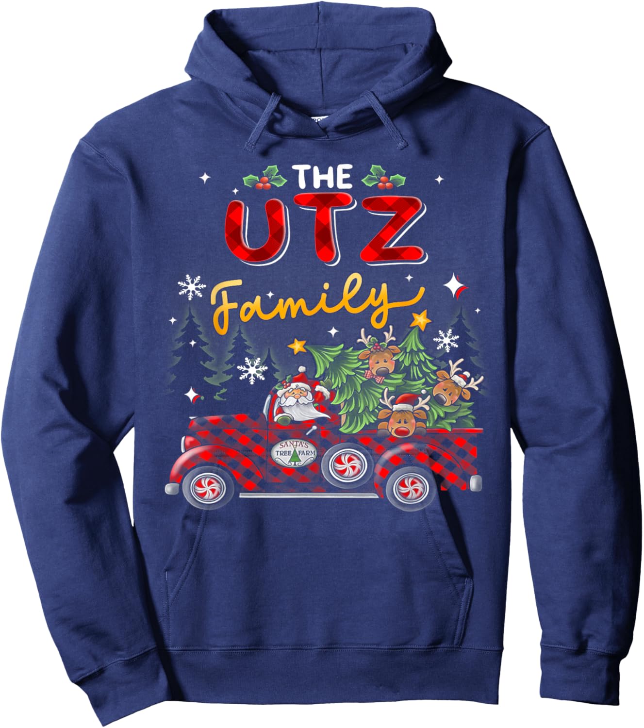 The Utz Family Christmas Matching Pajamas Group Gift Hoodie - Hoodie | Navy
