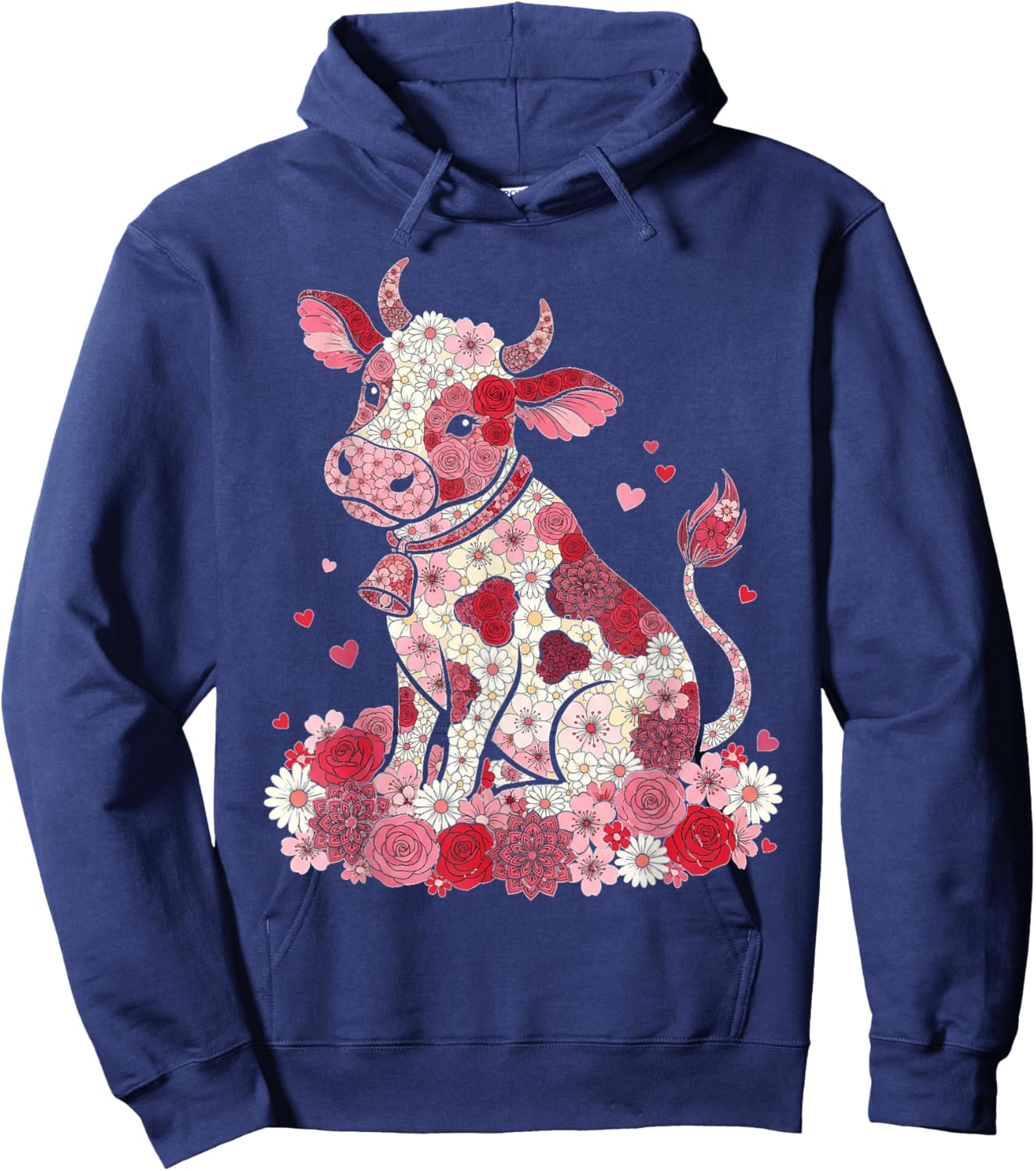 Love Cow Valentine Cute Cows Lover Valentines Day Hoodie - Hoodie | Navy