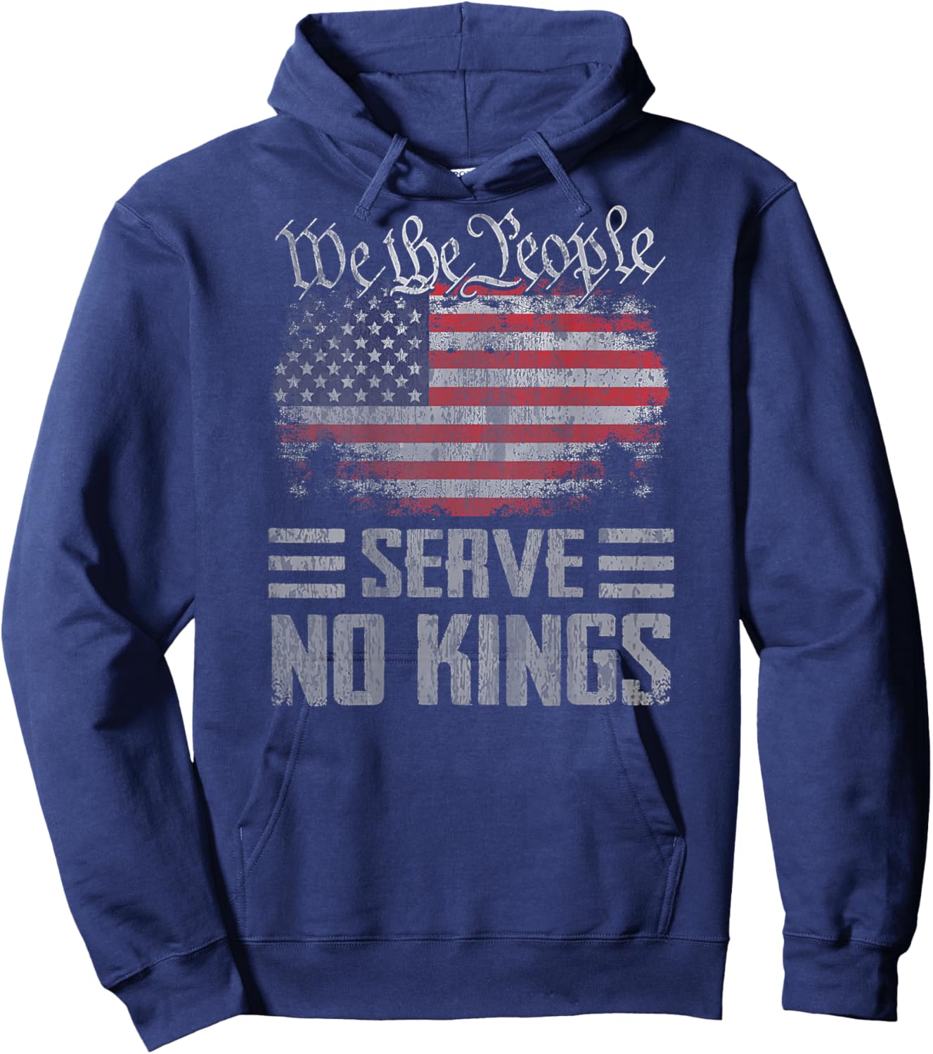 No Kings Day Shirt Vintage Patriotic No Kings 2025 (On Back) Hoodie - Hoodie | Navy
