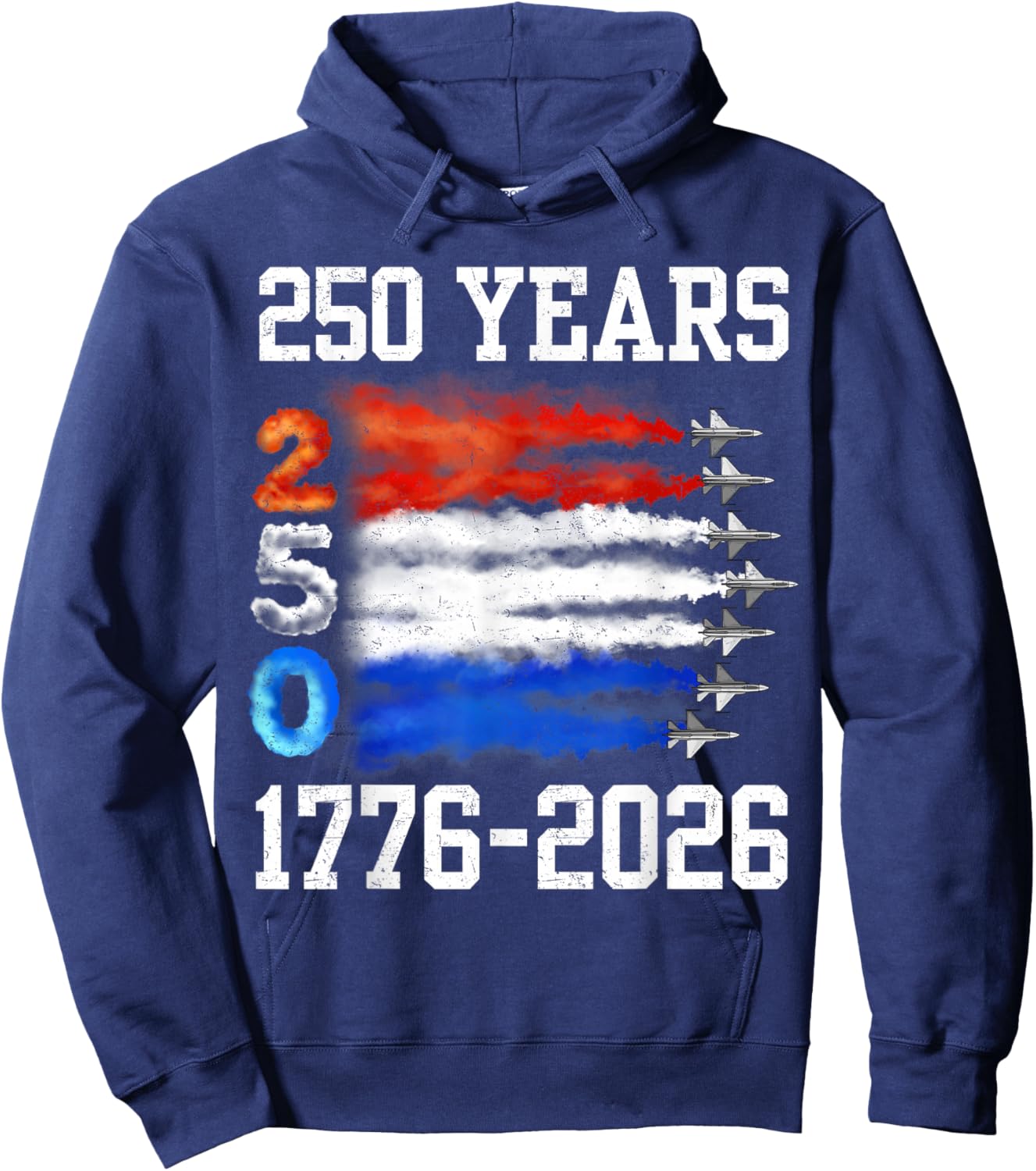 250 Years 1776 2026 250th Vintage 4th July American Flag Hoodie - Hoodie | Navy