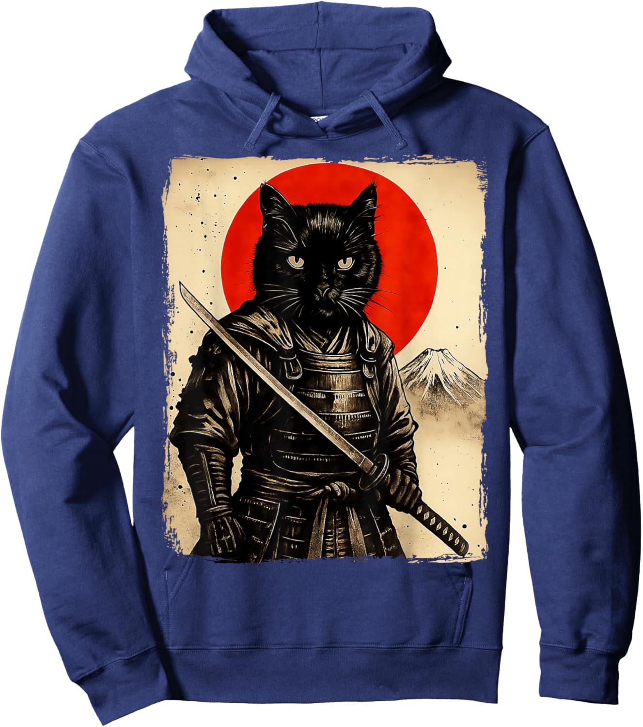 Cat Samurai Japanese Sword Anime Cat Hoodie - Hoodie | Navy