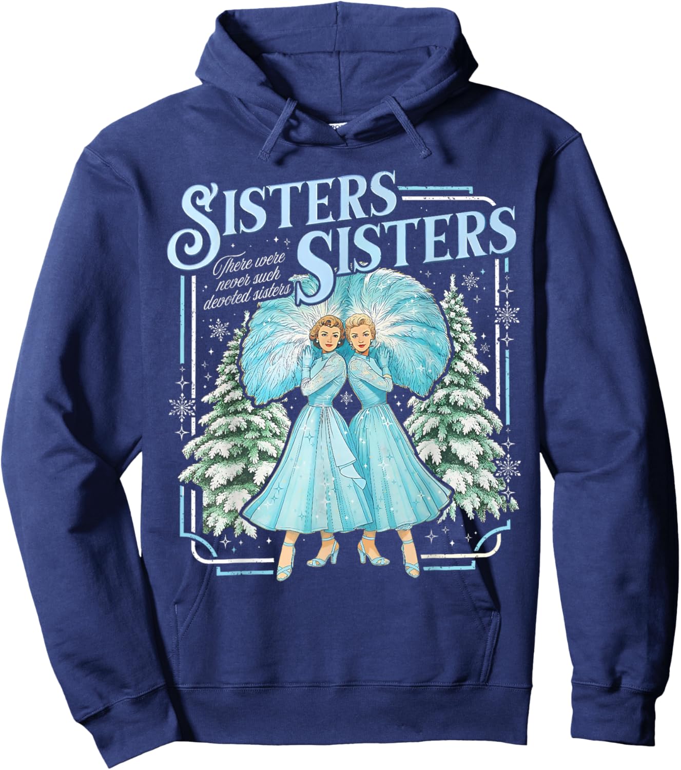 Sisters White Xmas Merry Christmas Snowflake Pajamas Holiday Hoodie - Hoodie | Navy