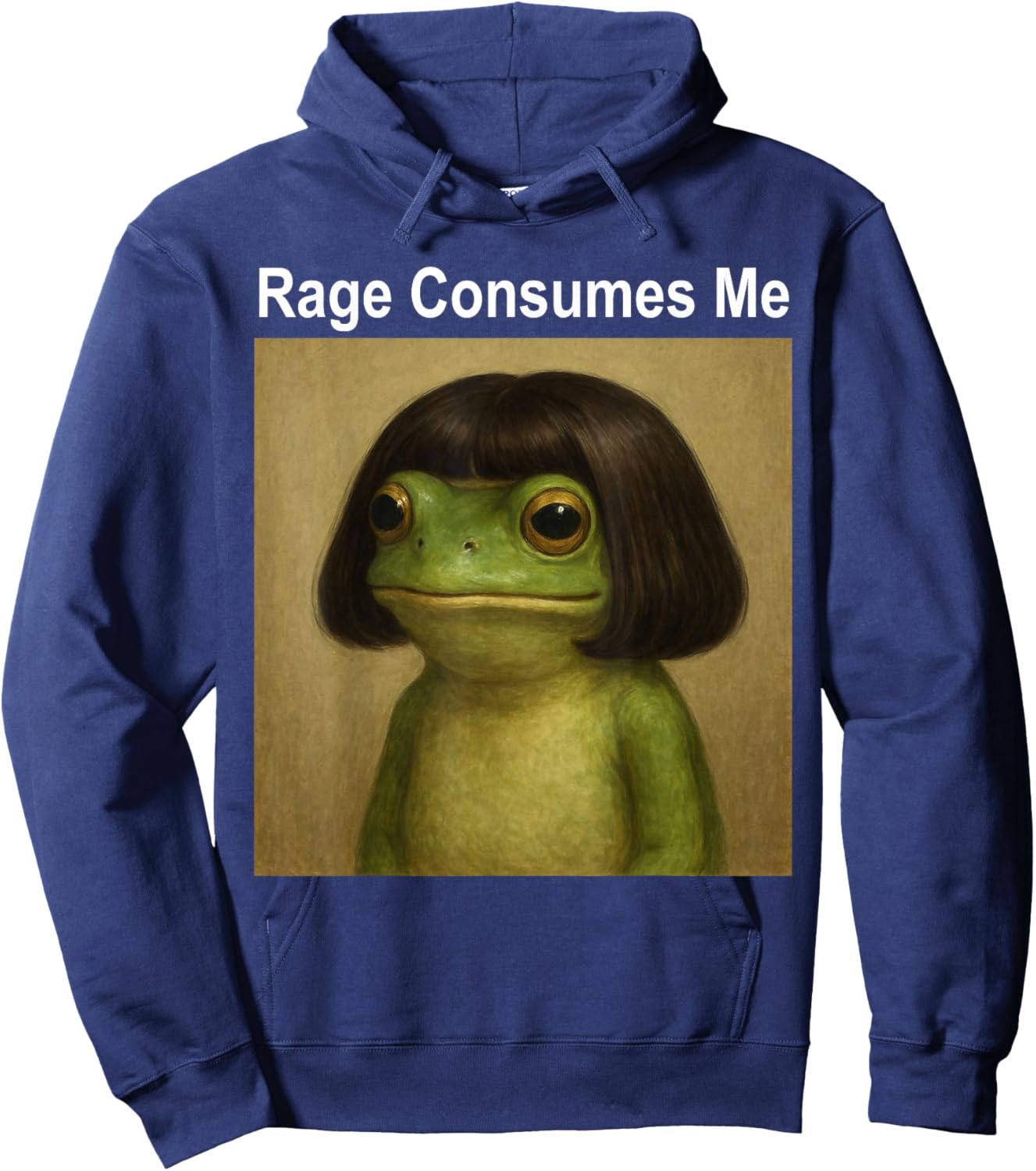 Rage consumes me Frog Funny Frog Bob Haircut Meme Humor Gift Hoodie - Hoodie | Navy