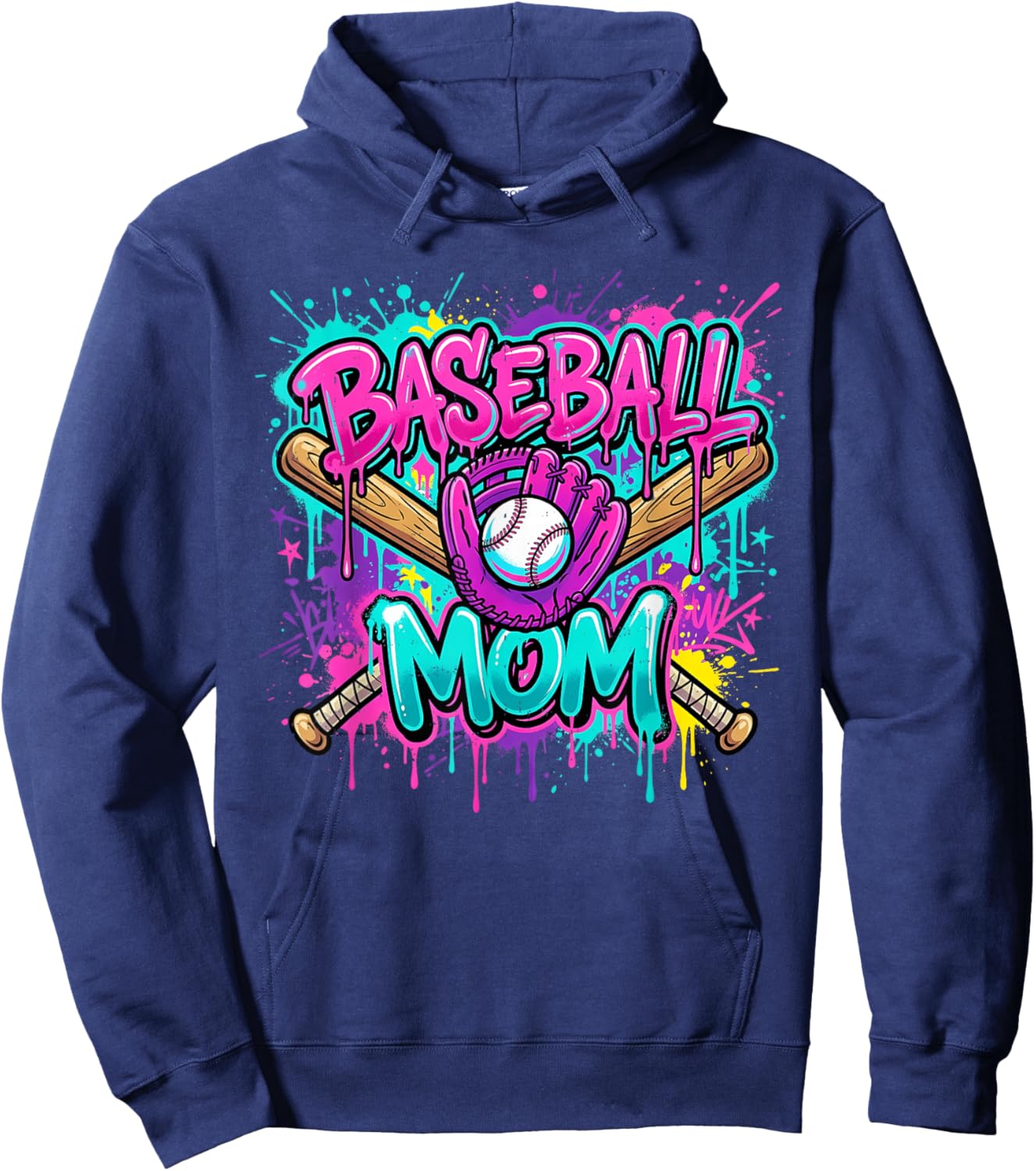 Baseball Mom Drip Mama of Both Mother's Day Game Day Hoodie - Hoodie | Navy