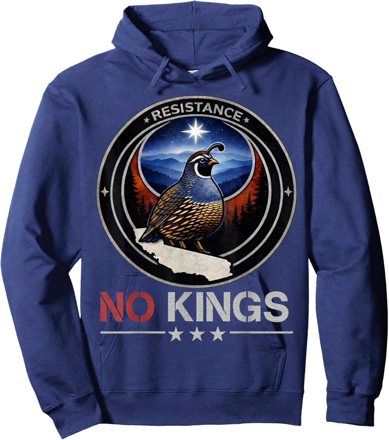 California CA Rebel Bird Alliance Resistance No Kings 2026 Hoodie - Hoodie | Navy