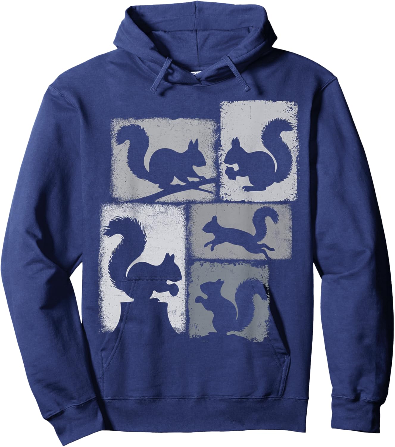 Squirrel Vintage Collage Nut Lover Hoodie - Hoodie | Navy