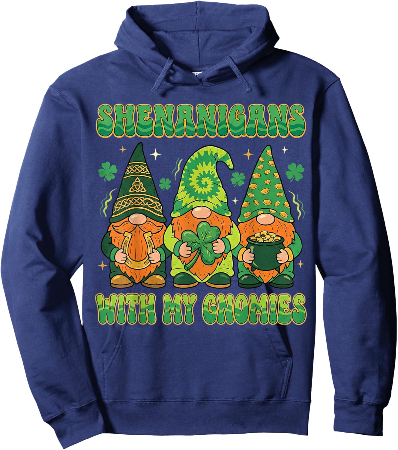 Shenanigans with My Gnomies St Patricks Day Irish Shamrock Hoodie - Hoodie | Navy