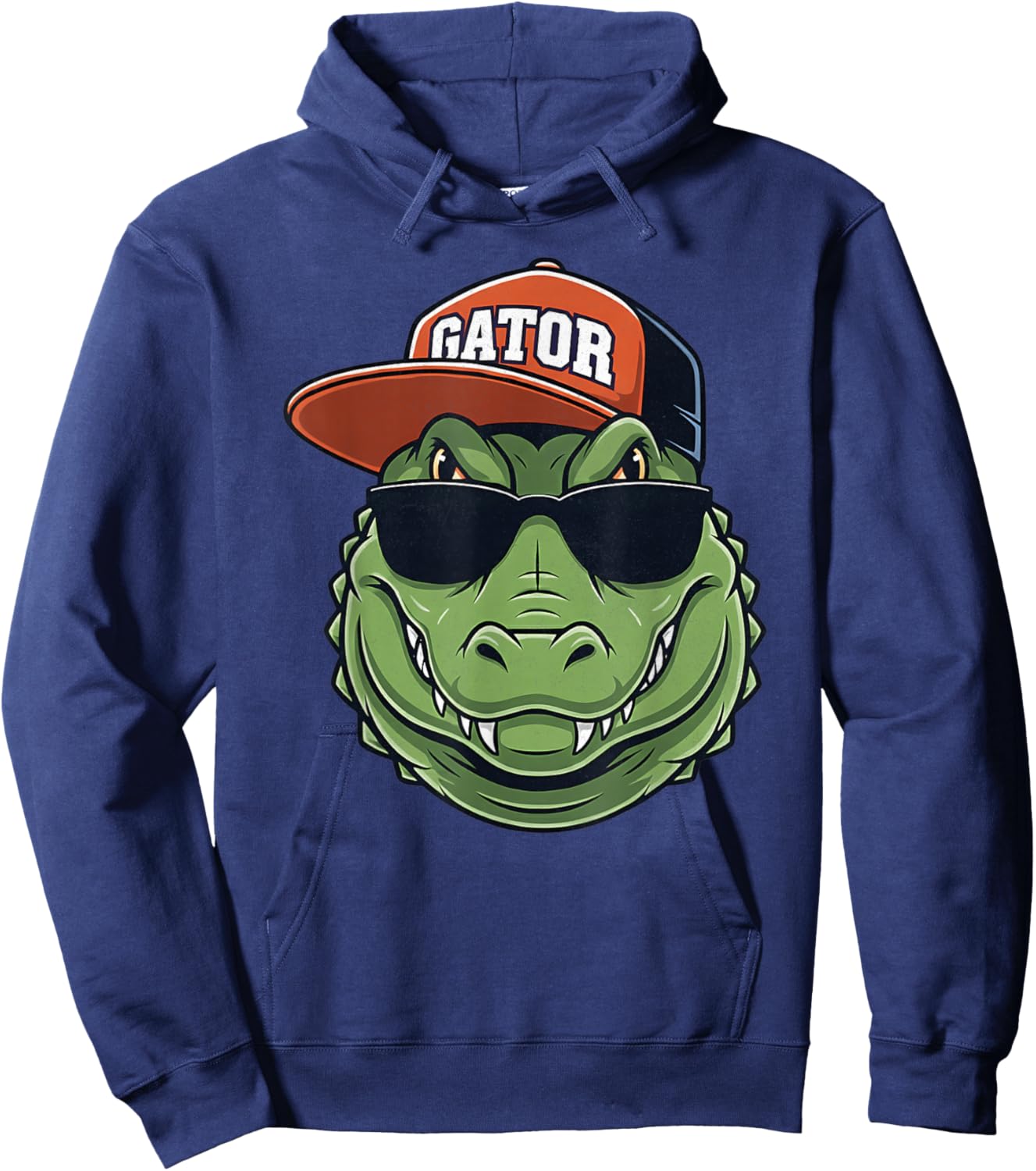 Cool Crocodile Animal Gator Graphic with Cap and Sunglasses Hoodie - Hoodie | Navy