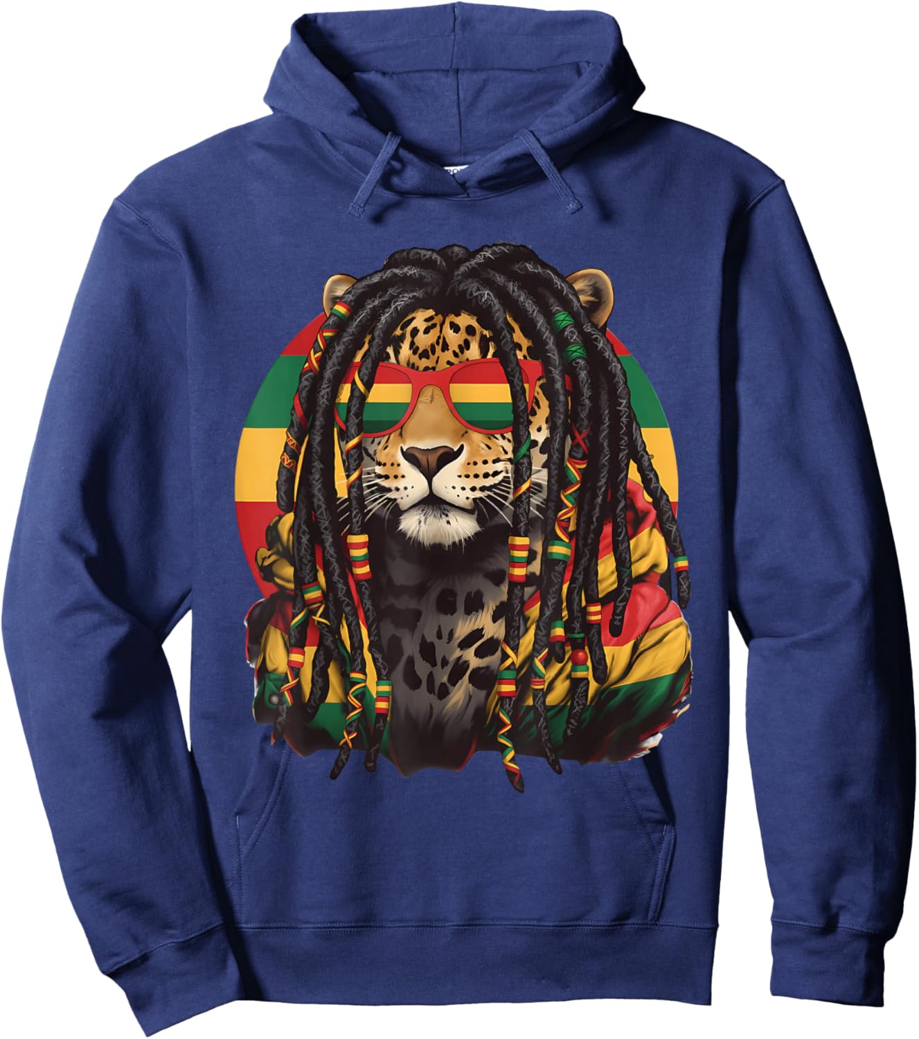 Rasta Reggae Lion of Judah Headphones Jamaican Reggae Music Hoodie - Hoodie | Navy