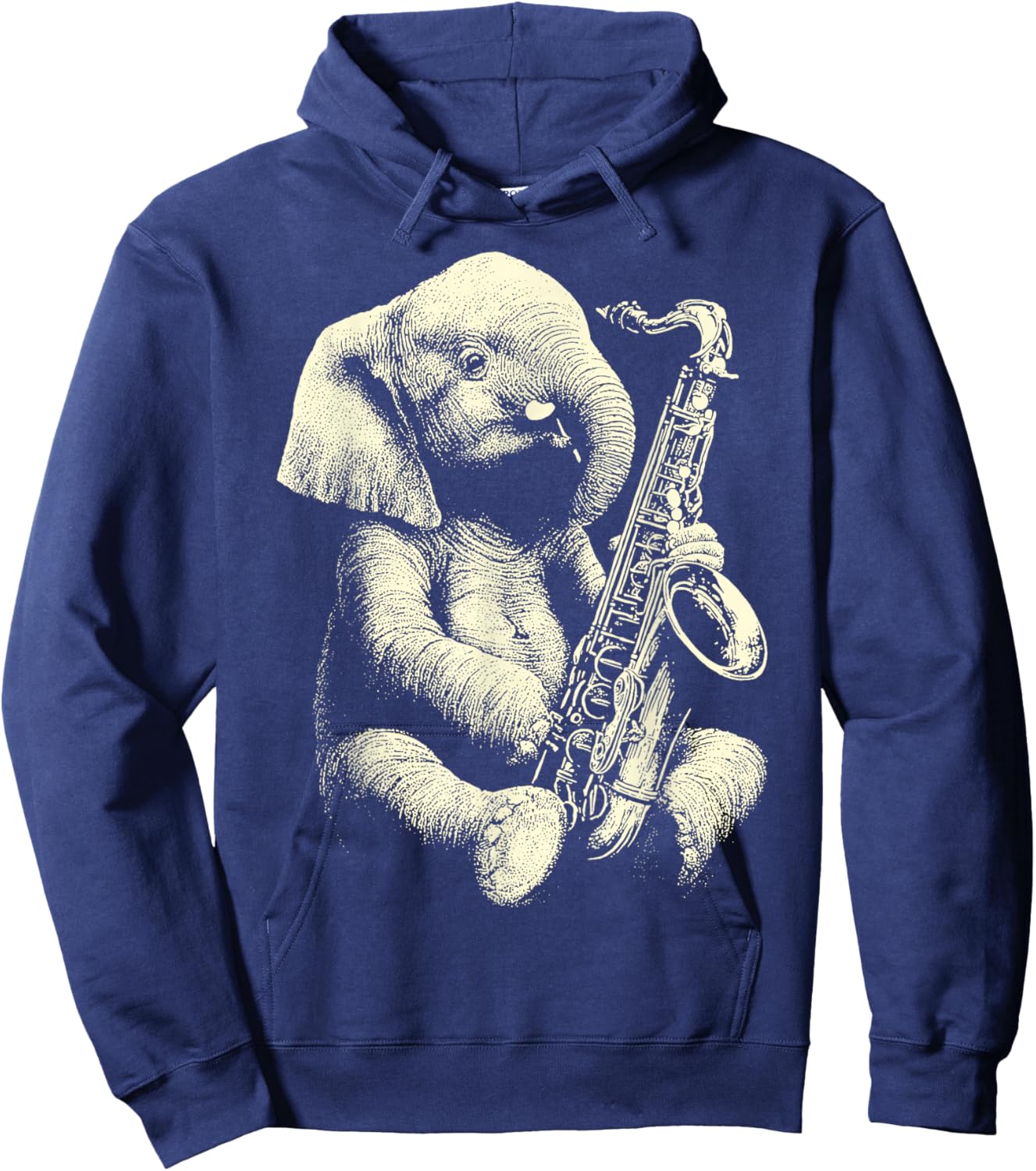 Cute Elephant Playing Saxophone Player Funny Jazz Musician Hoodie - Hoodie | Navy