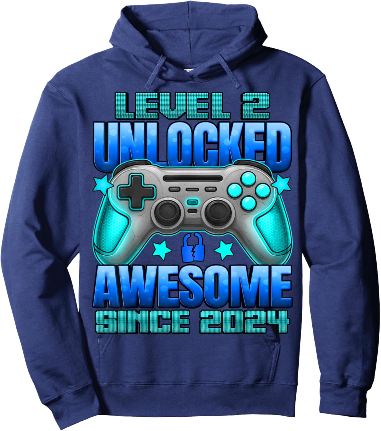 Level 2 Unlocked 2 Year Old Gifts for Boys 2nd Birthday Boy Hoodie - Hoodie | Navy