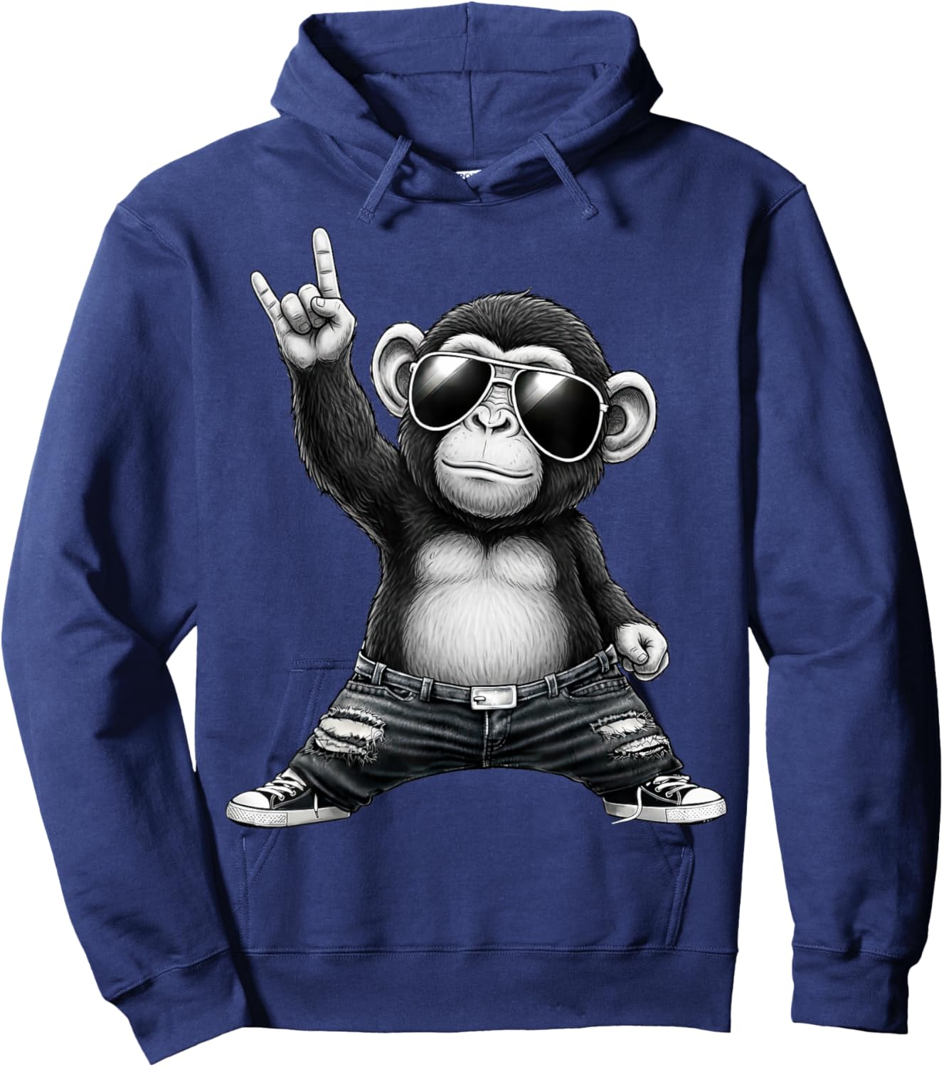 Retro Funny Monkey Cool Rock Music Lovers Boys Girls Kids Hoodie - Hoodie | Navy