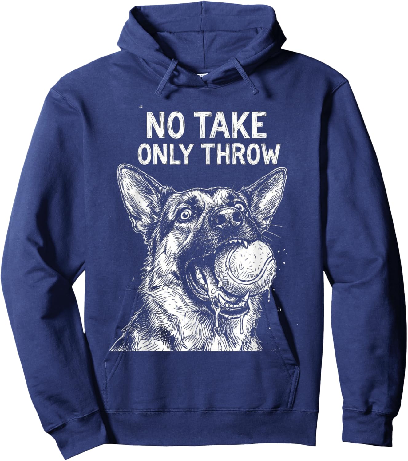 German Shepherd Dog No Take Only Throw Fetch Play Hoodie - Hoodie | Navy