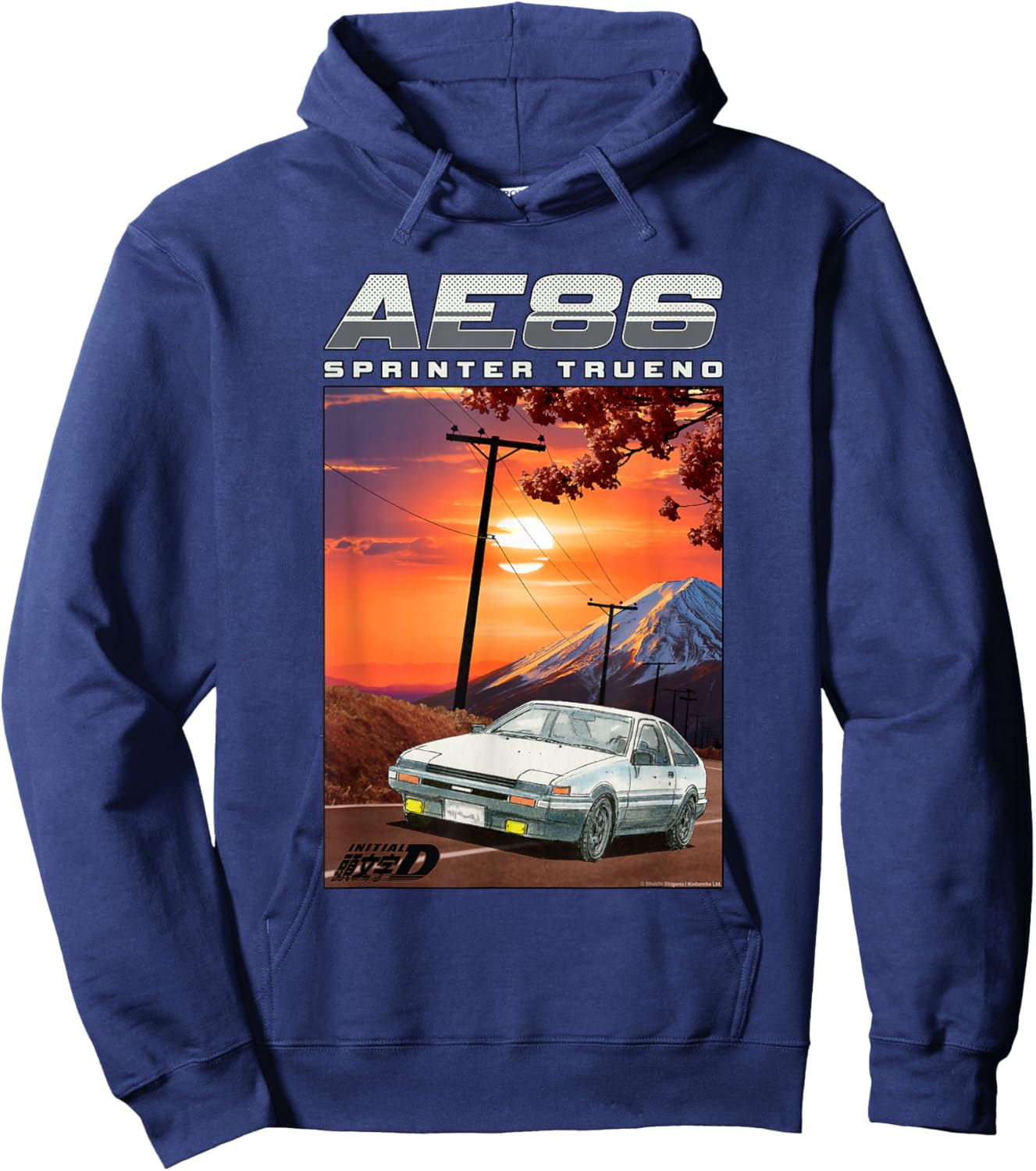 Initial D AE86 Sprinter Trueno Sunset Scene Manga Anime Hoodie - Hoodie | Navy