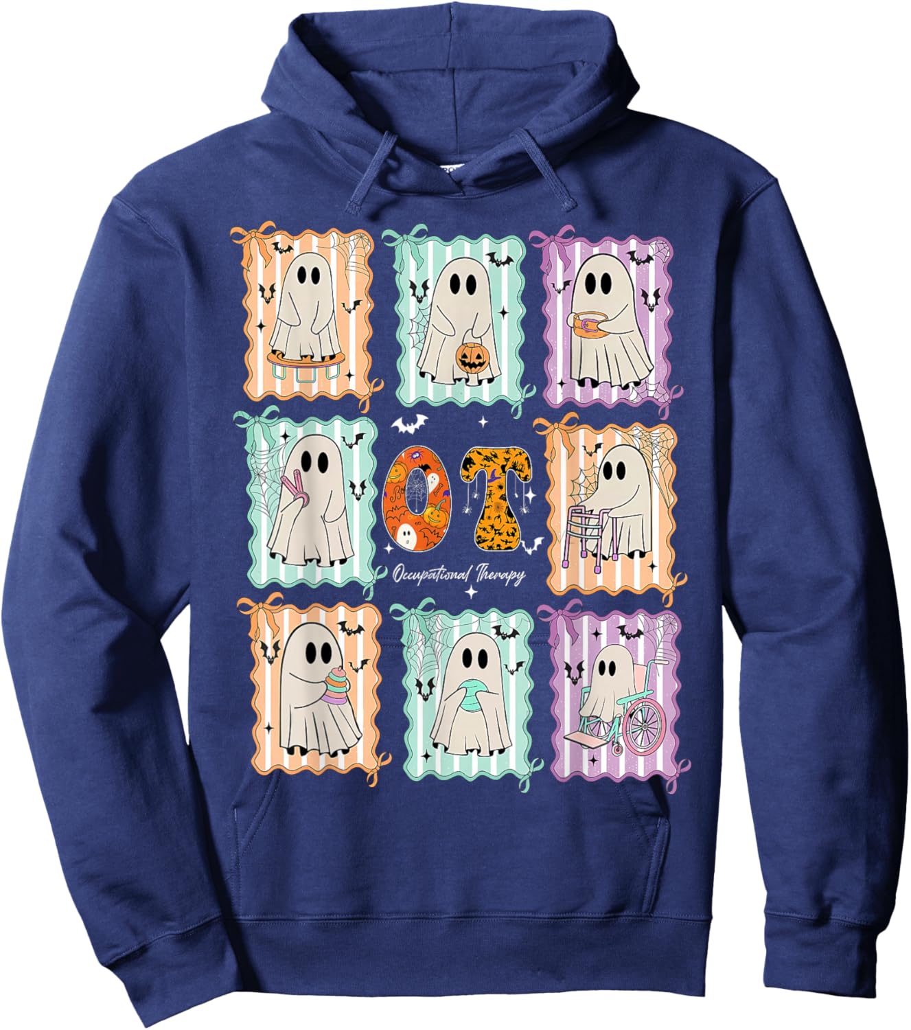 OT Occupational Therapy Therapist Halloween Spooky OTA Ghost Hoodie - Hoodie | Navy