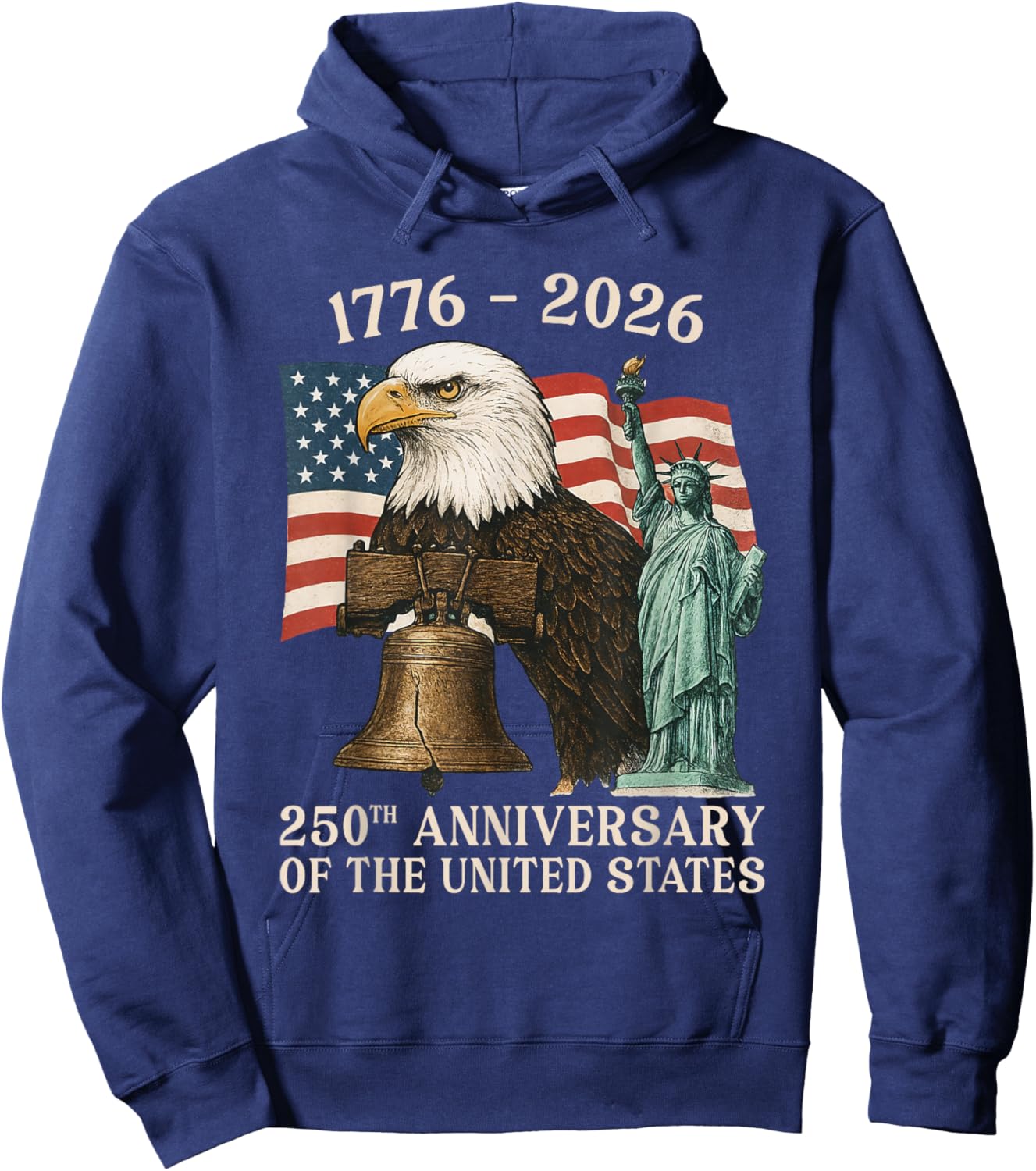 250 Anniversary USA 250th US Flag Patriotic 4th of July Hoodie - Hoodie | Navy