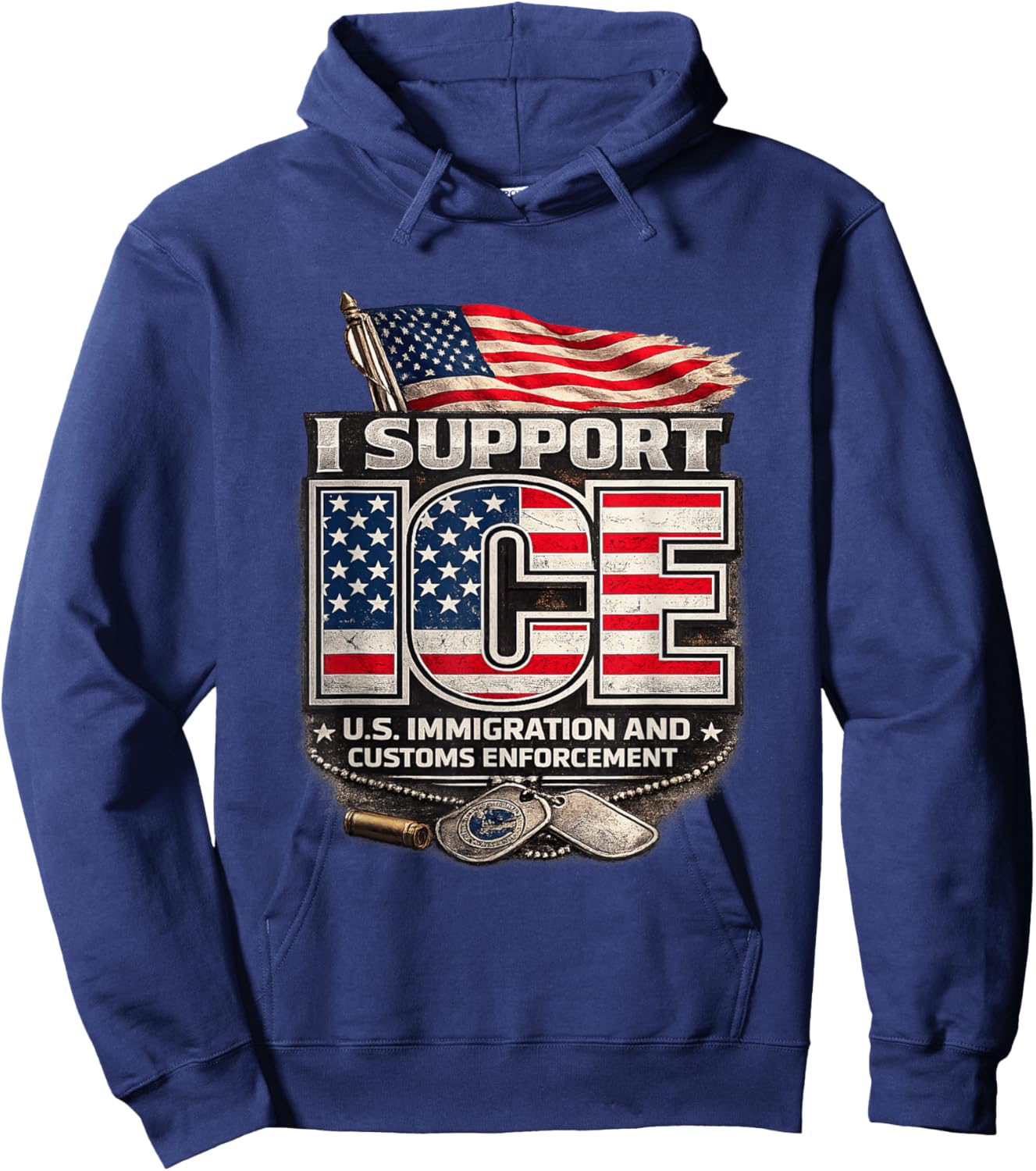 I Support ICE Patriotic Design Hoodie - Hoodie | Navy