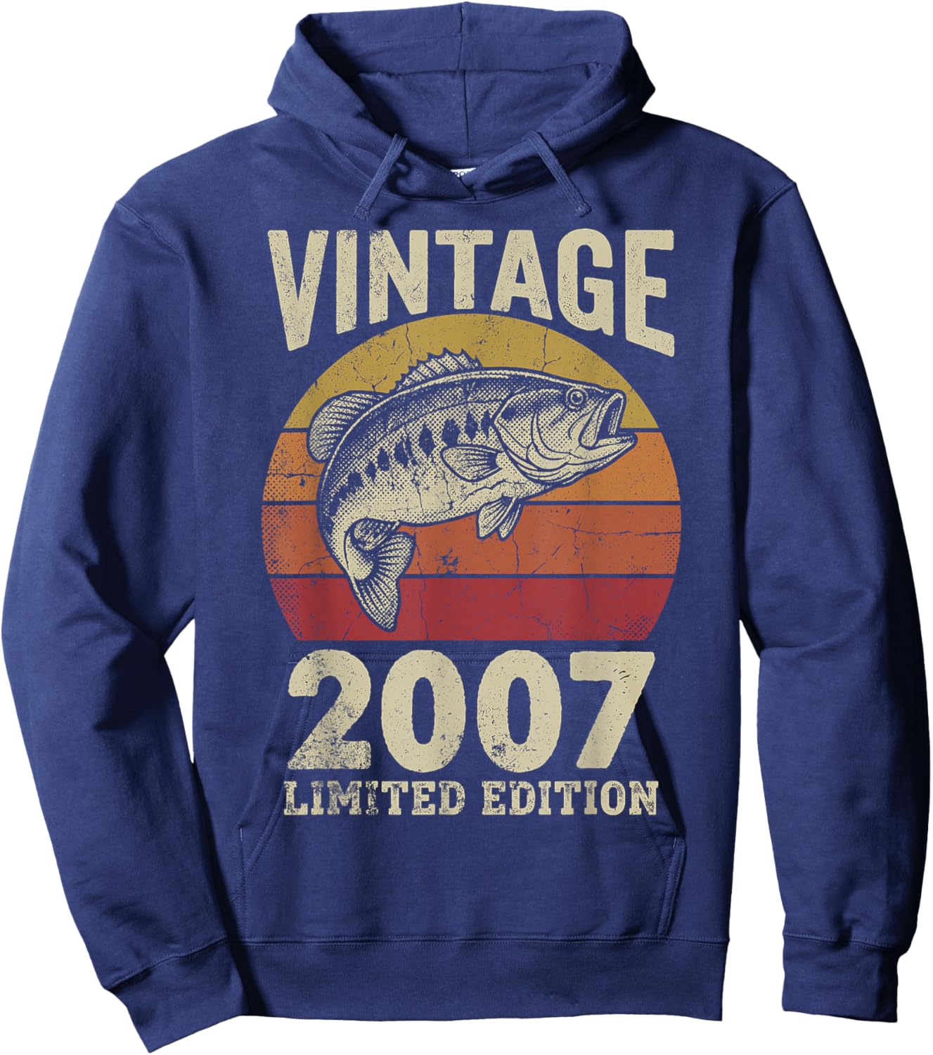 Vintage 2007 Fishing 19th Birthday Fisherman Limited Edition Hoodie - Hoodie | Navy
