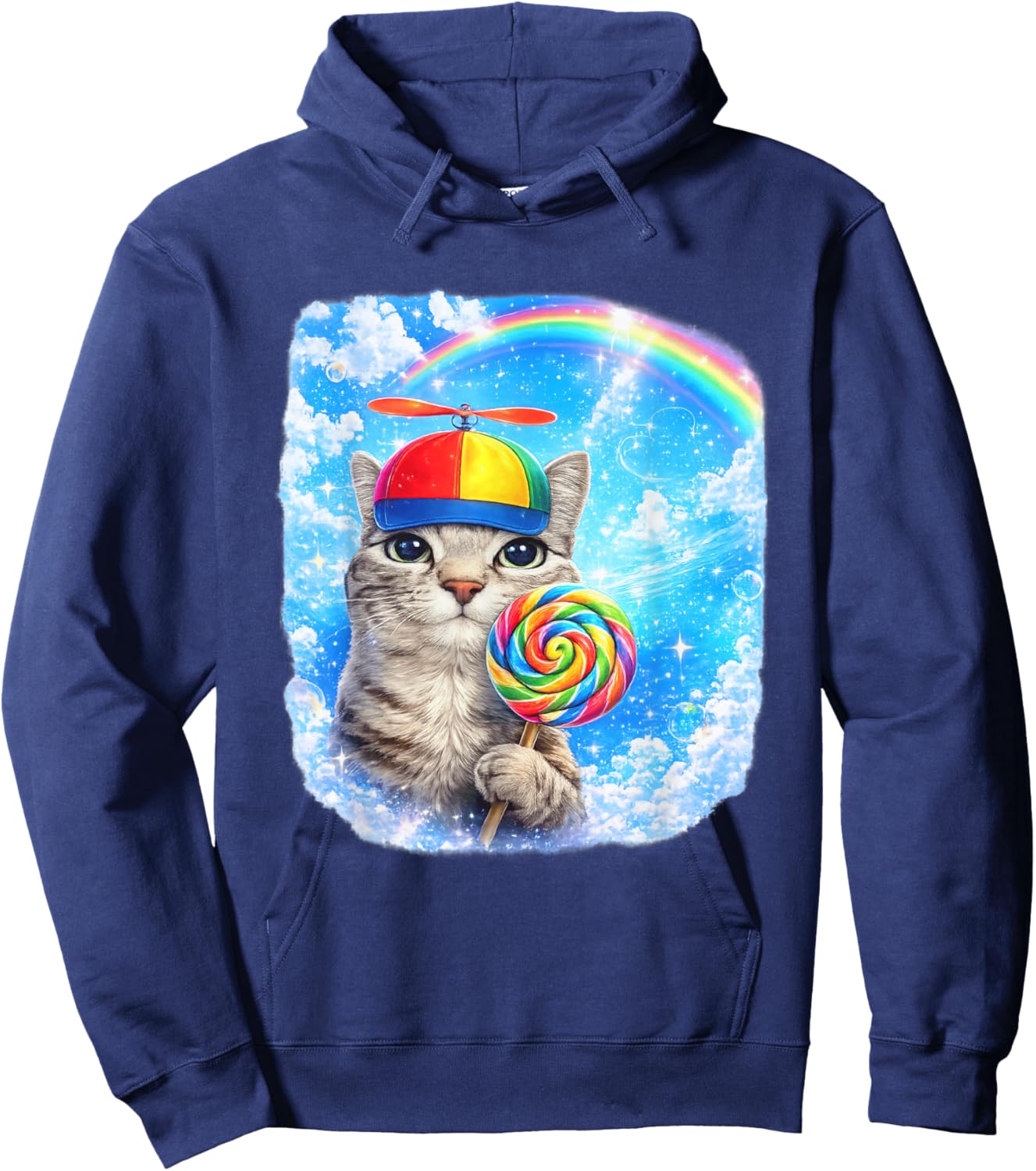 Funny Cat Dreamcore | Funny Silly Kitten Brainrot Meme Hoodie - Hoodie | Navy