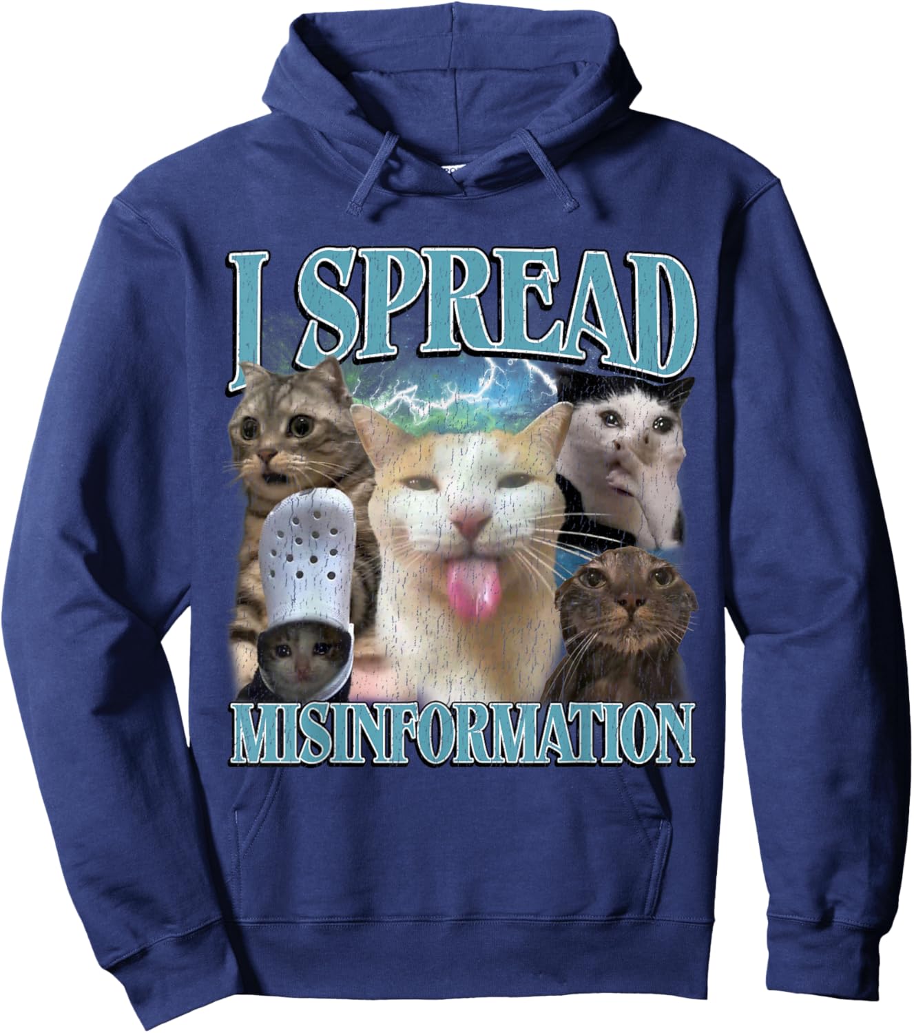 I Spread Misinformation Funny Cat Meme Bootleg Men Women Hoodie - Hoodie | Navy