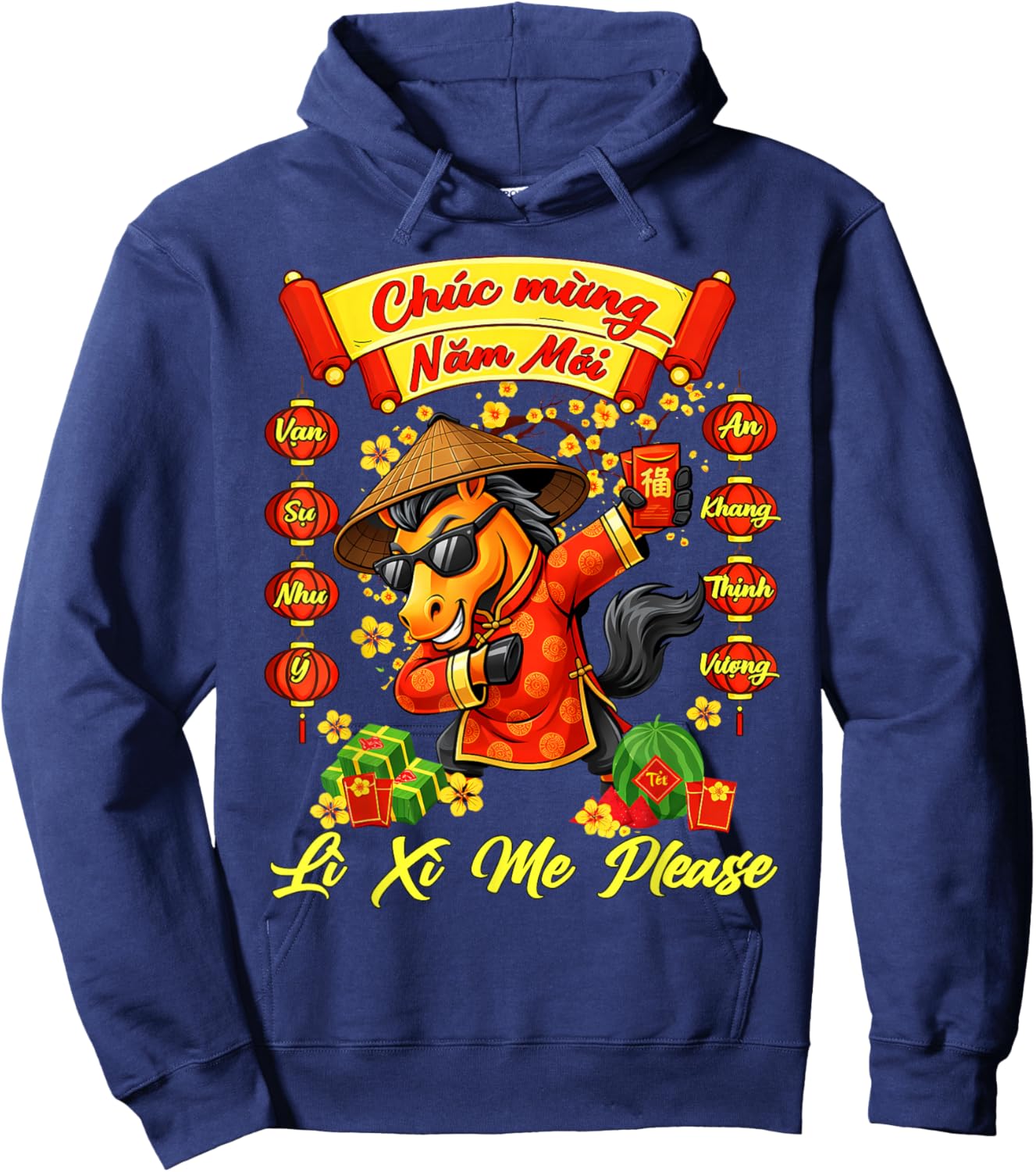 Li Xi Me Please Chuc Mung NAM Moi Vietnamese Horse Year 2026 Hoodie - Hoodie | Navy