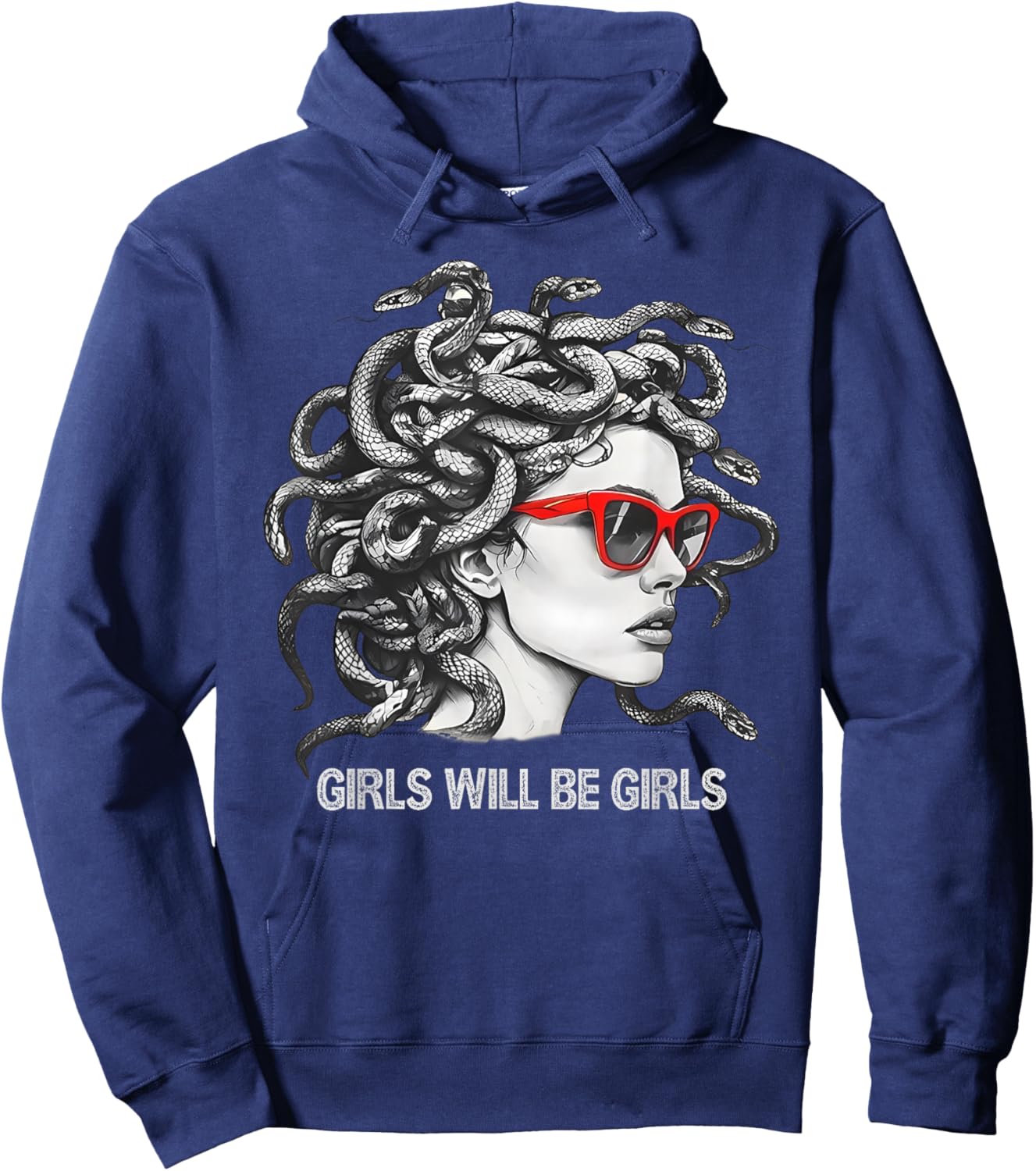 Girl Will Be Girls Shirts Medusa Feminist Women Hoodie - Hoodie | Navy