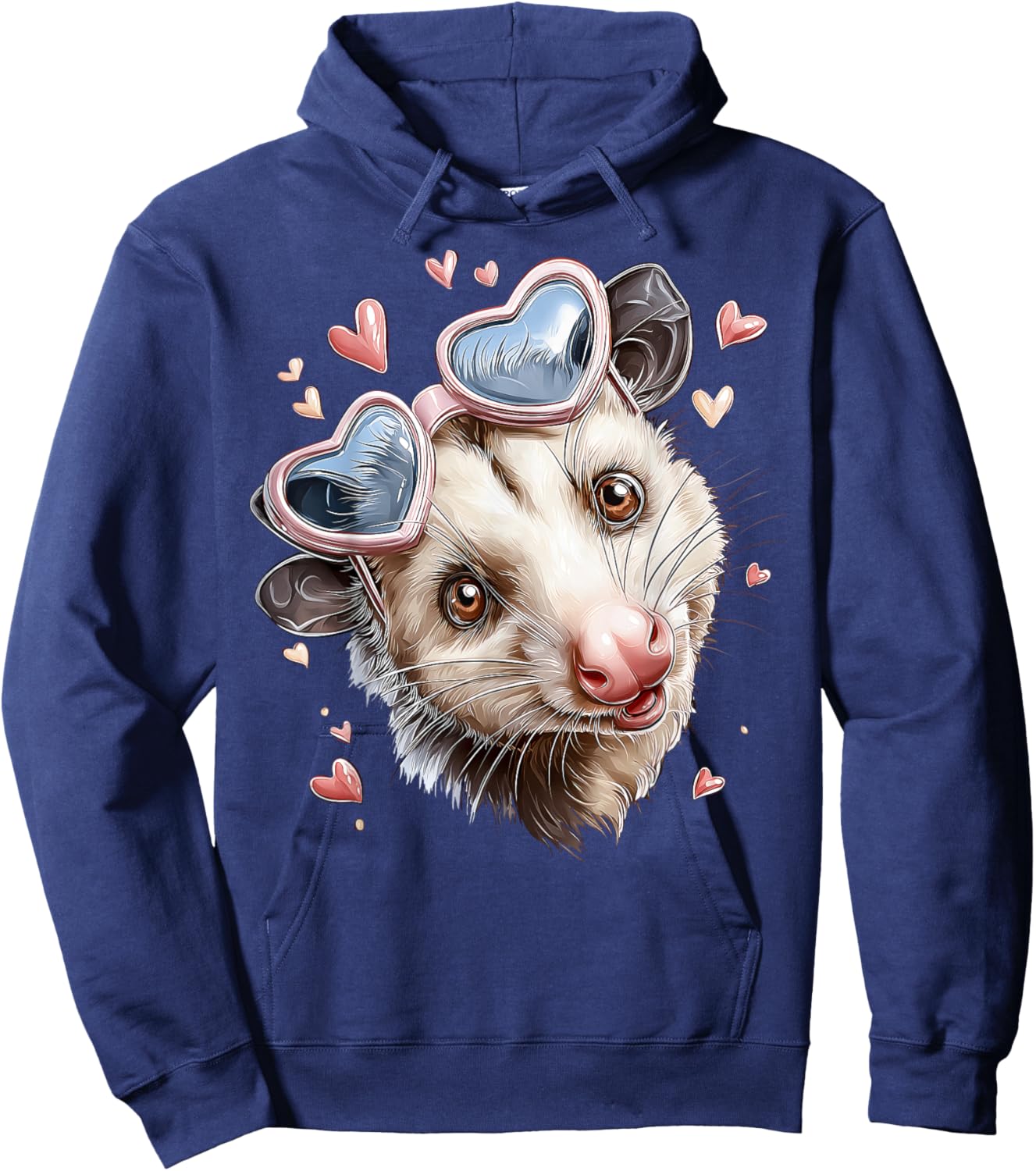 Opossum Possum Valentine's Day Heart Sunglasses Hoodie - Hoodie | Navy